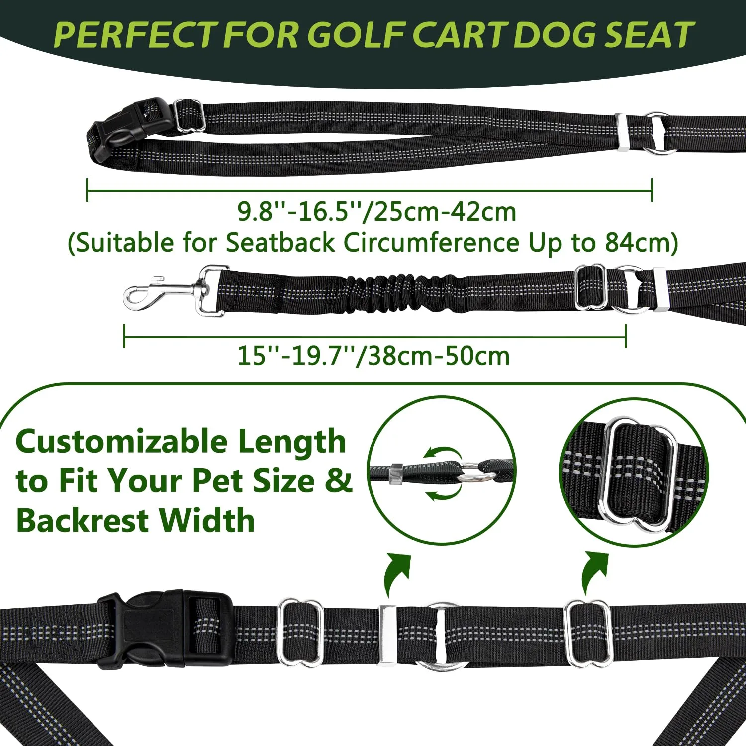 Urgown Golf Cart Dog Seat Leash with Adjustable Straps image 2
