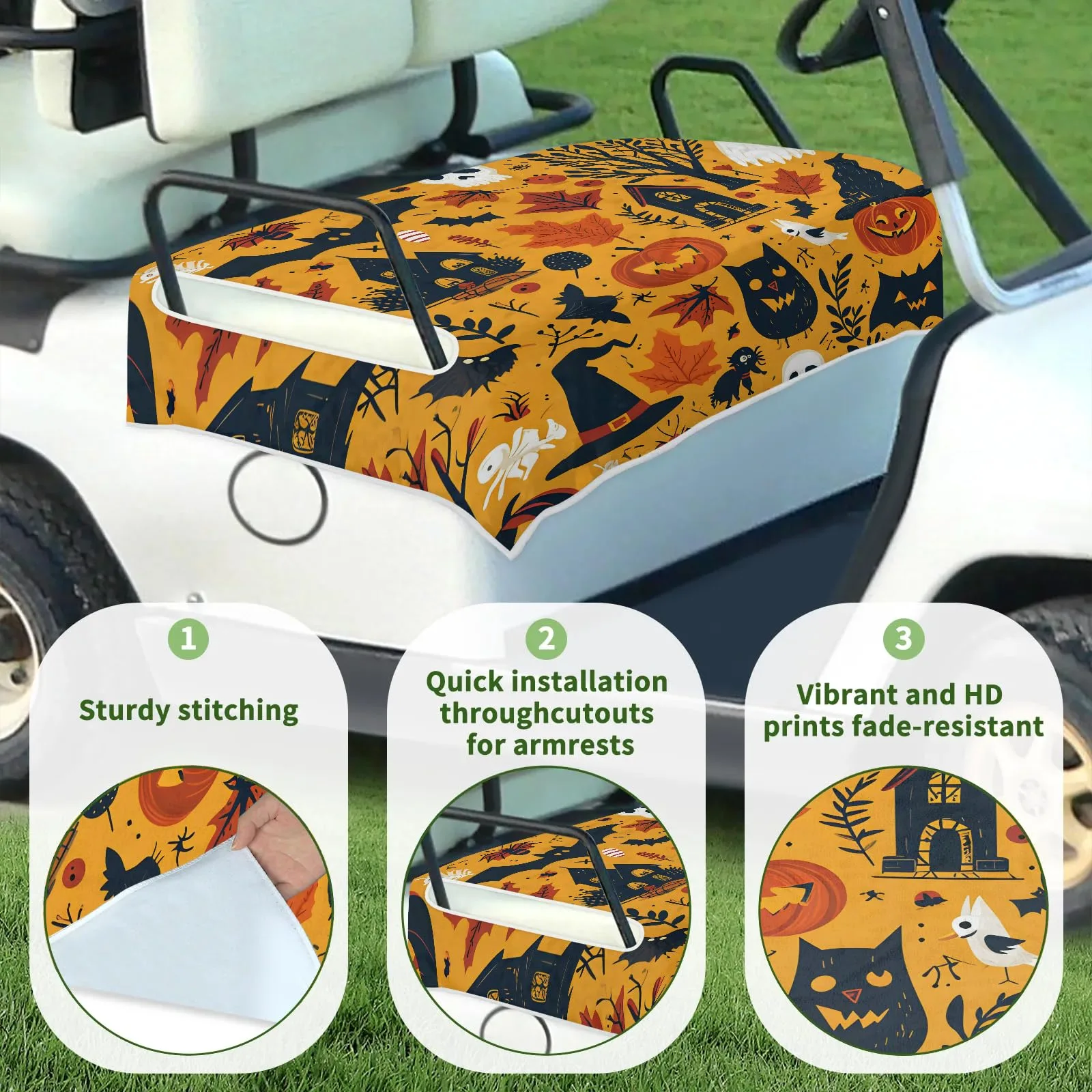 Tiveruda Halloween Owl Golf Cart Seat Cover 51 x 31 in image 3