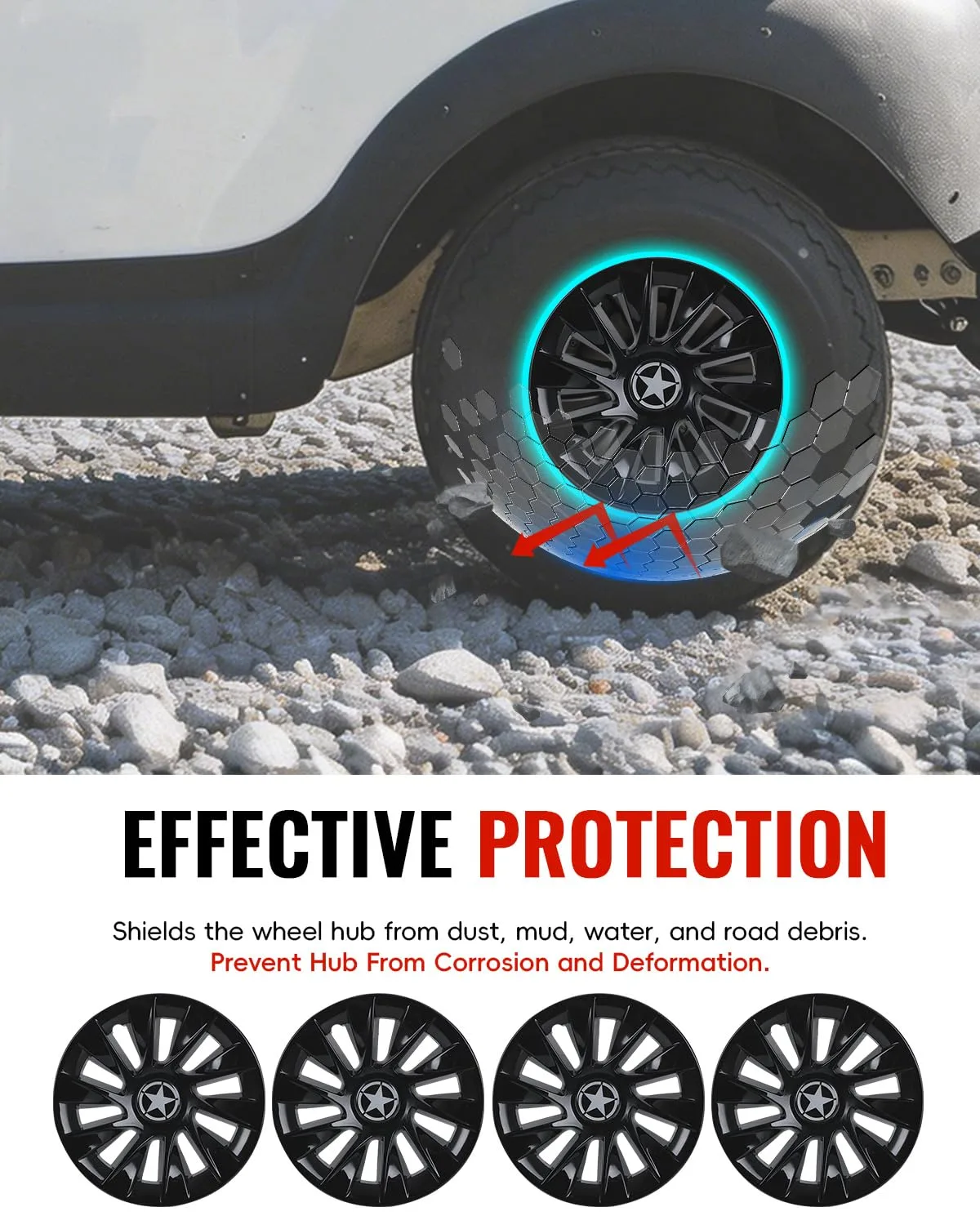 LUXEMOTO 8-Inch Golf Cart Wheel Hub Caps LX260703001 image 3