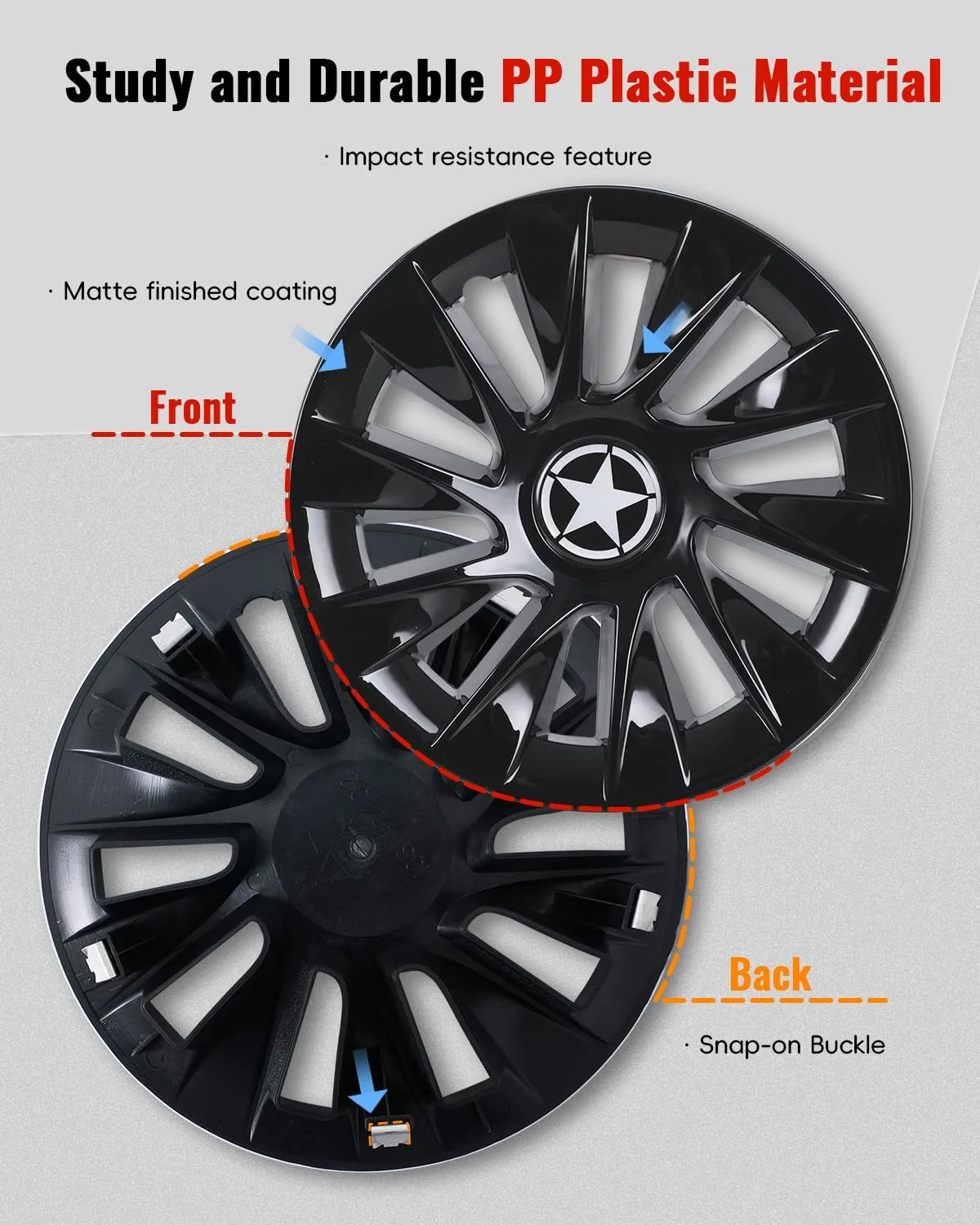 LUXEMOTO 8-Inch Golf Cart Wheel Hub Caps LX260703001 image 4