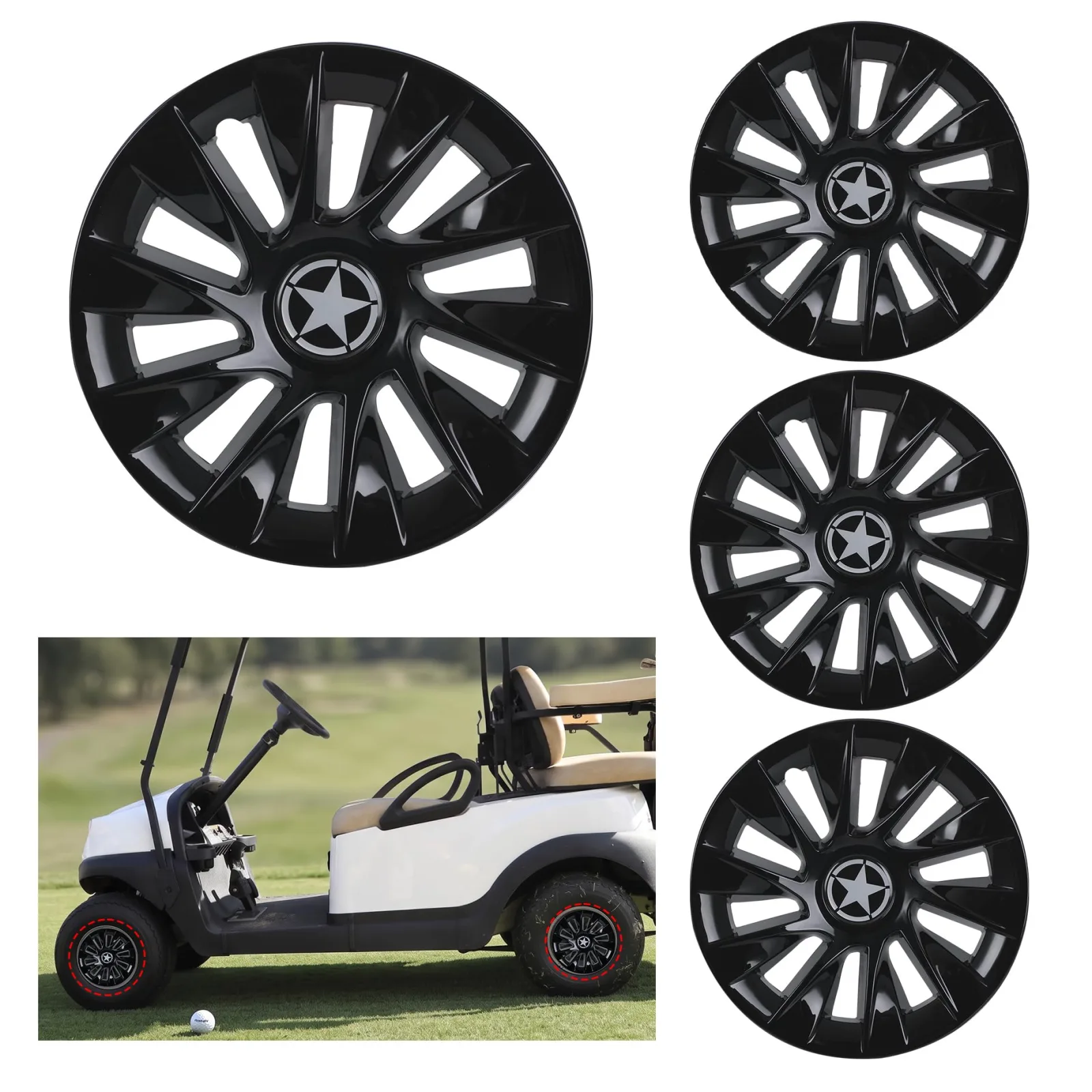 LUXEMOTO 8-Inch Golf Cart Wheel Hub Caps LX260703001