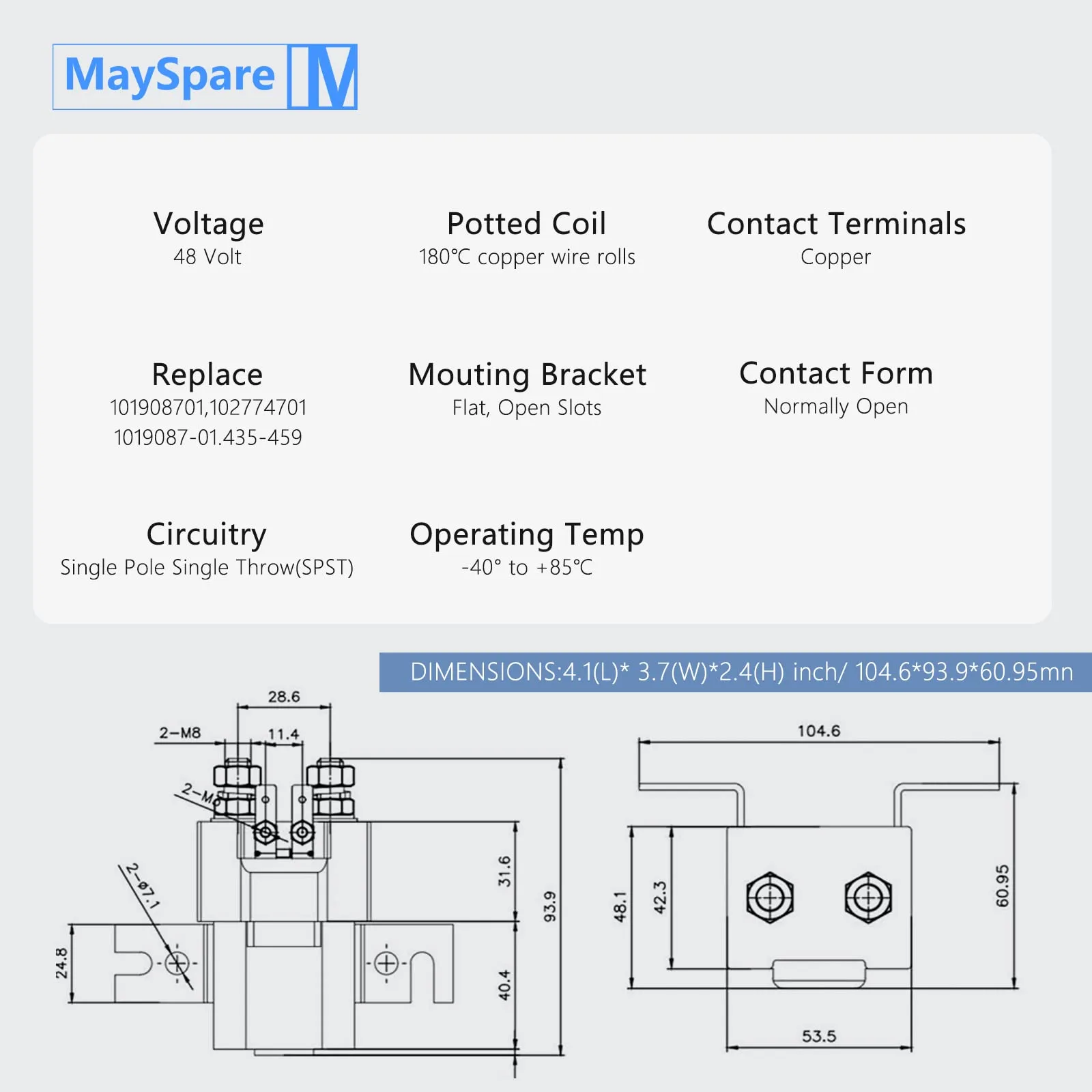 MaySpare 48V Solenoid for Club Car DS and Precedent image 2
