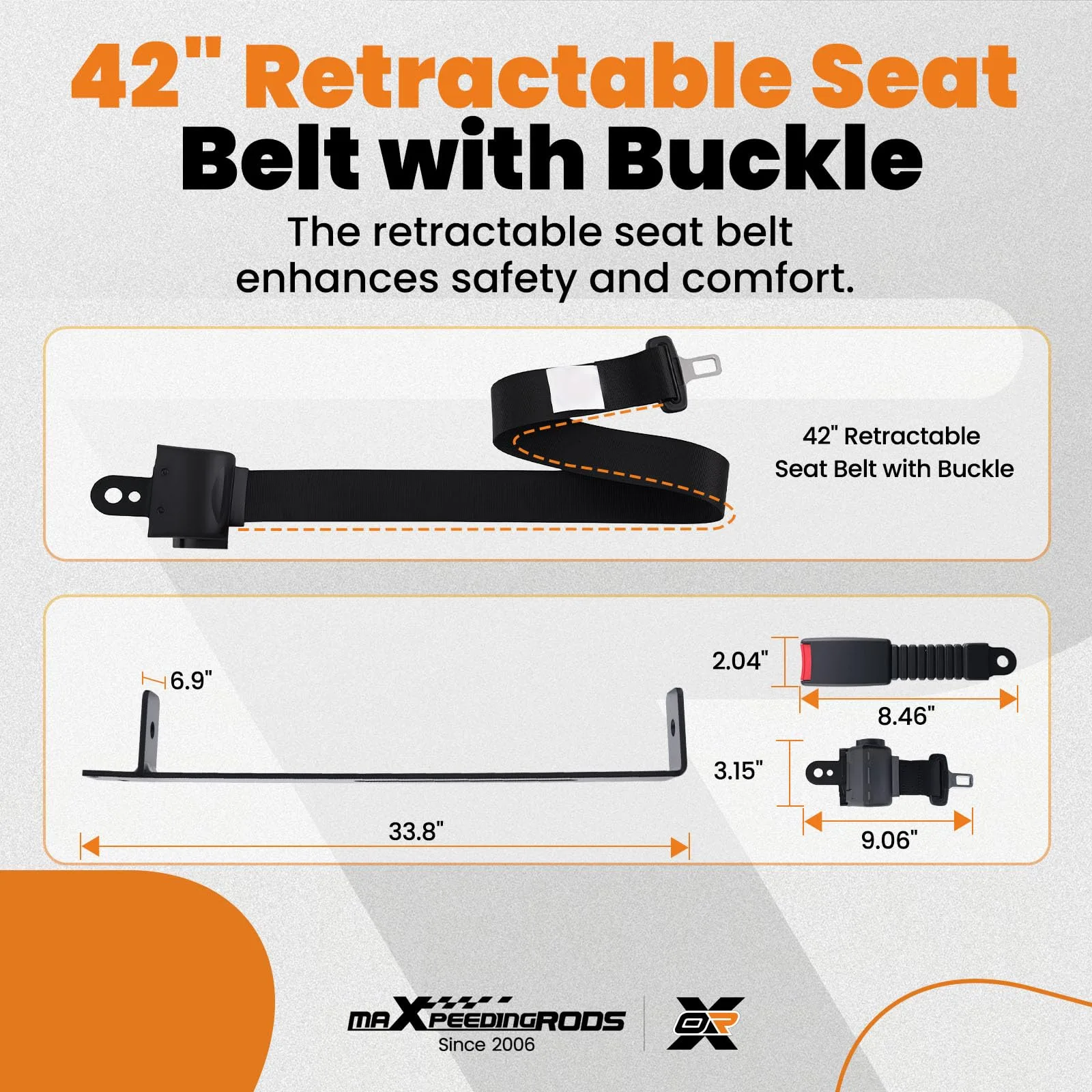 maXpeedingrods 42" Retractable Golf Cart Seat Belt Kit JI92OQ image 4