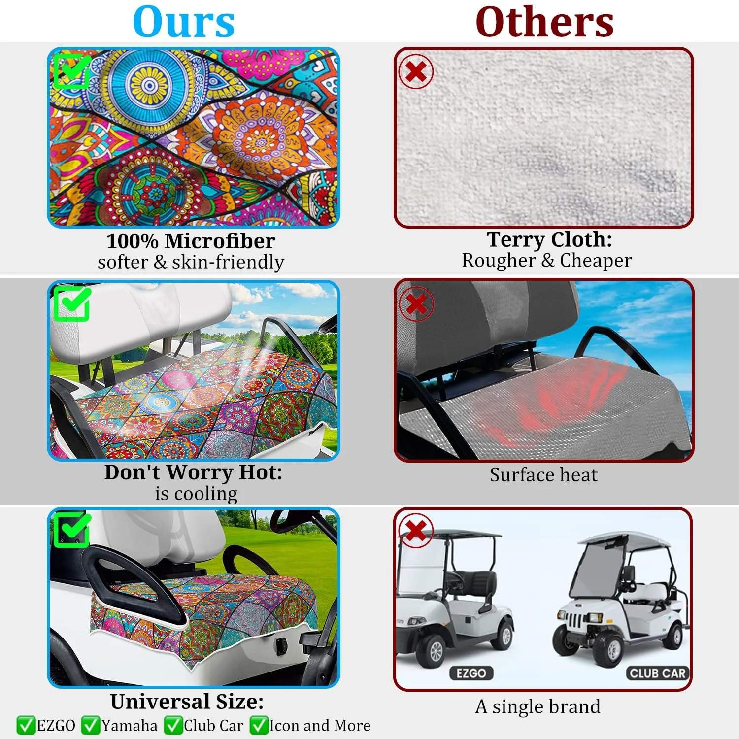 ENYORSEL Microfiber Golf Cart Seat Cover Blanket image 3