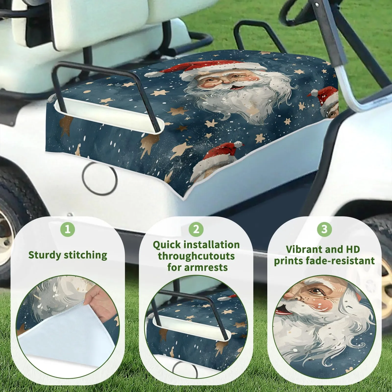Tiveruda 51 x 31 in Santa Retro Golf Cart Seat Cover image 3