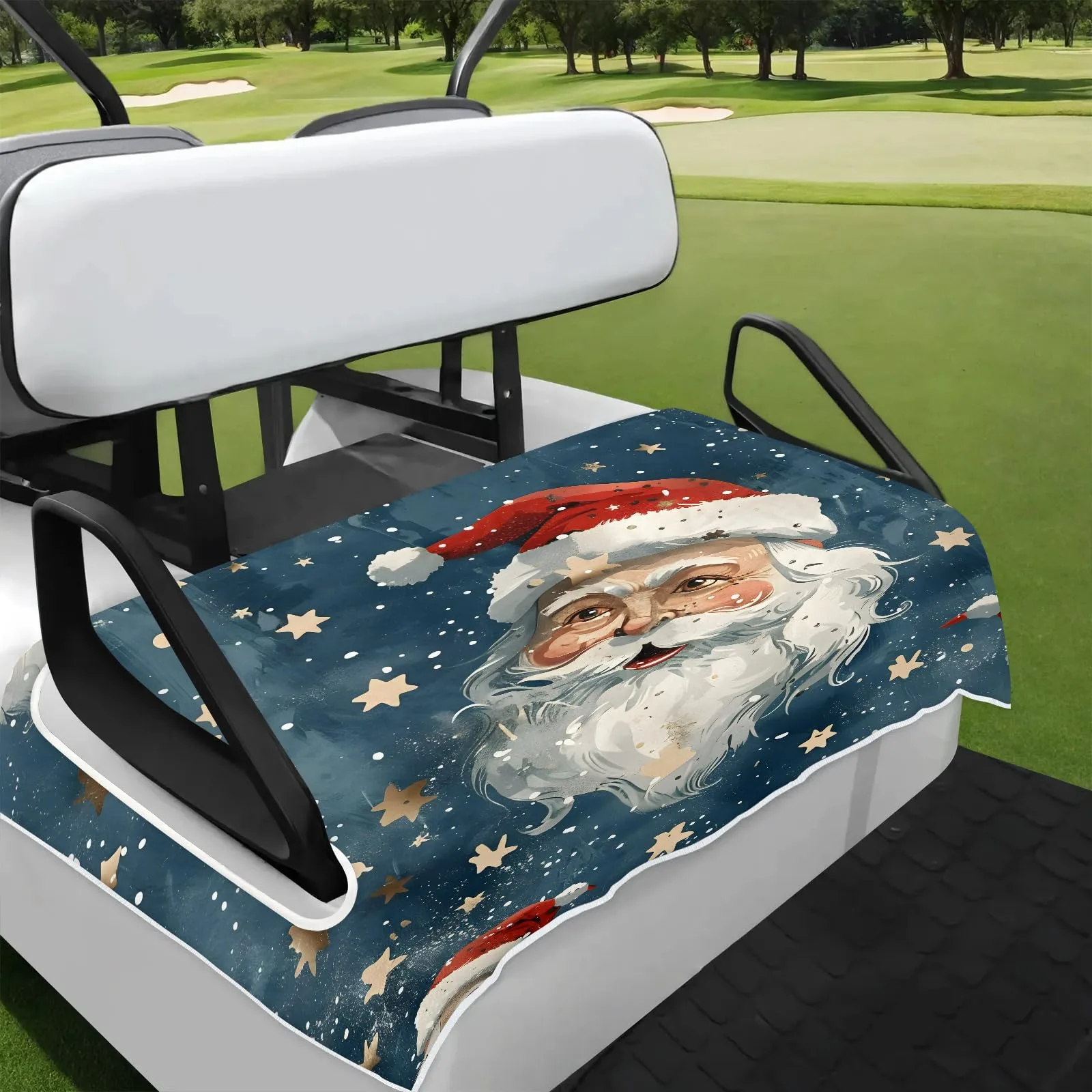Tiveruda 51 x 31 in Santa Retro Golf Cart Seat Cover