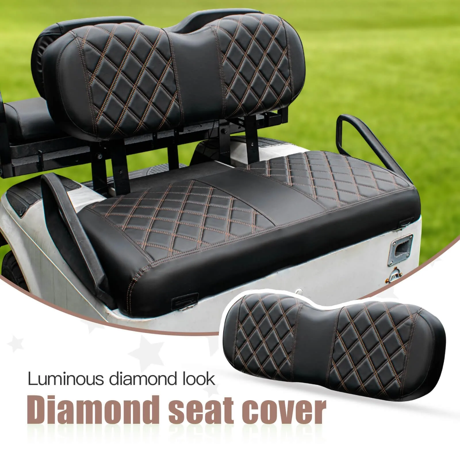 NOKINS Diamond Vinyl Front Seat Covers for E-Z-GO Freedom TXT T48 (2014+) image 2