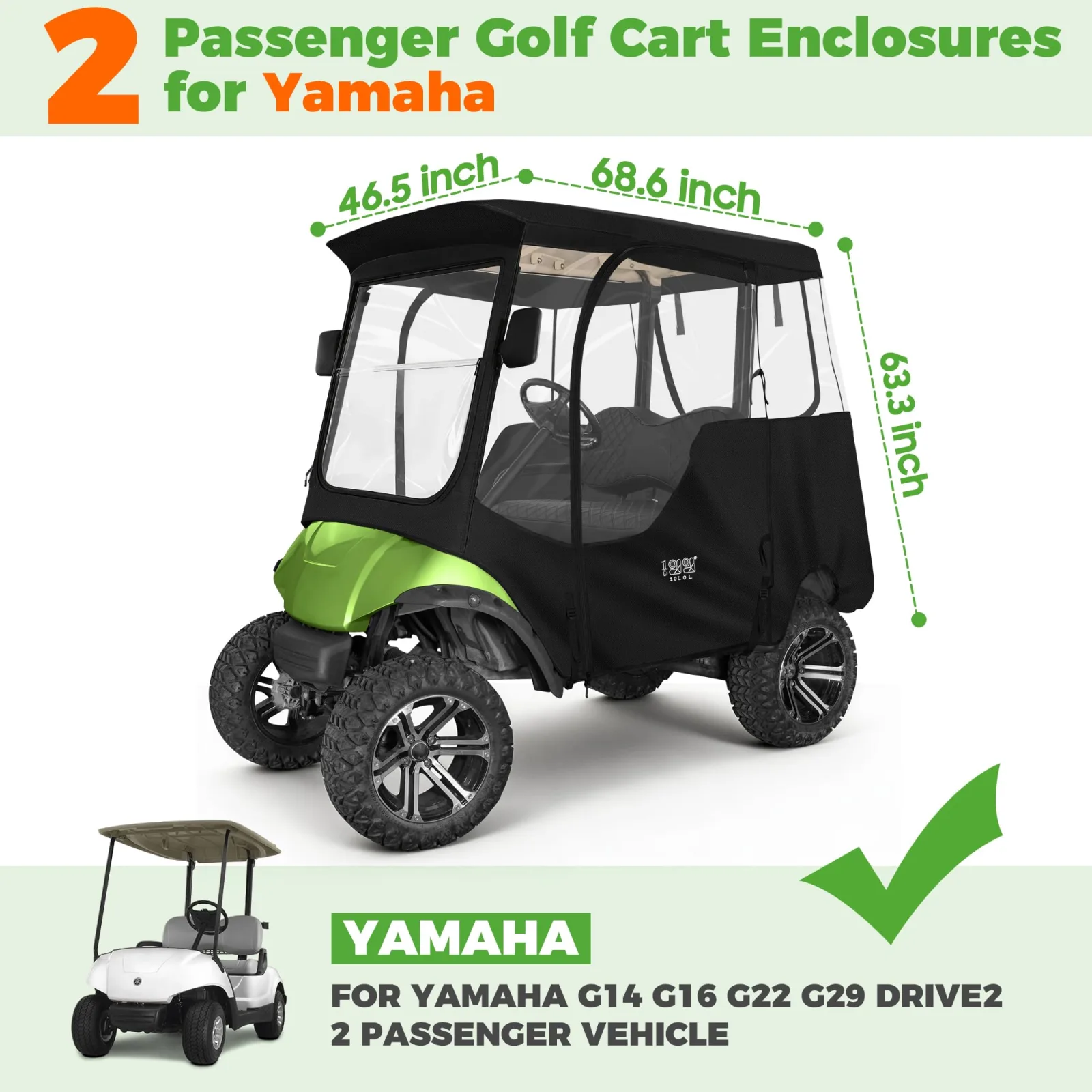 10L0L Golf Cart Enclosure for Yamaha 2-Passenger Models image 2