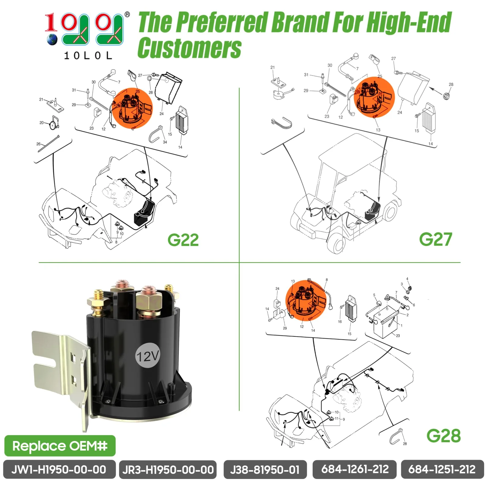 10L0L 12V Solenoid for Yamaha G22-G29 Gas Golf Carts image 2
