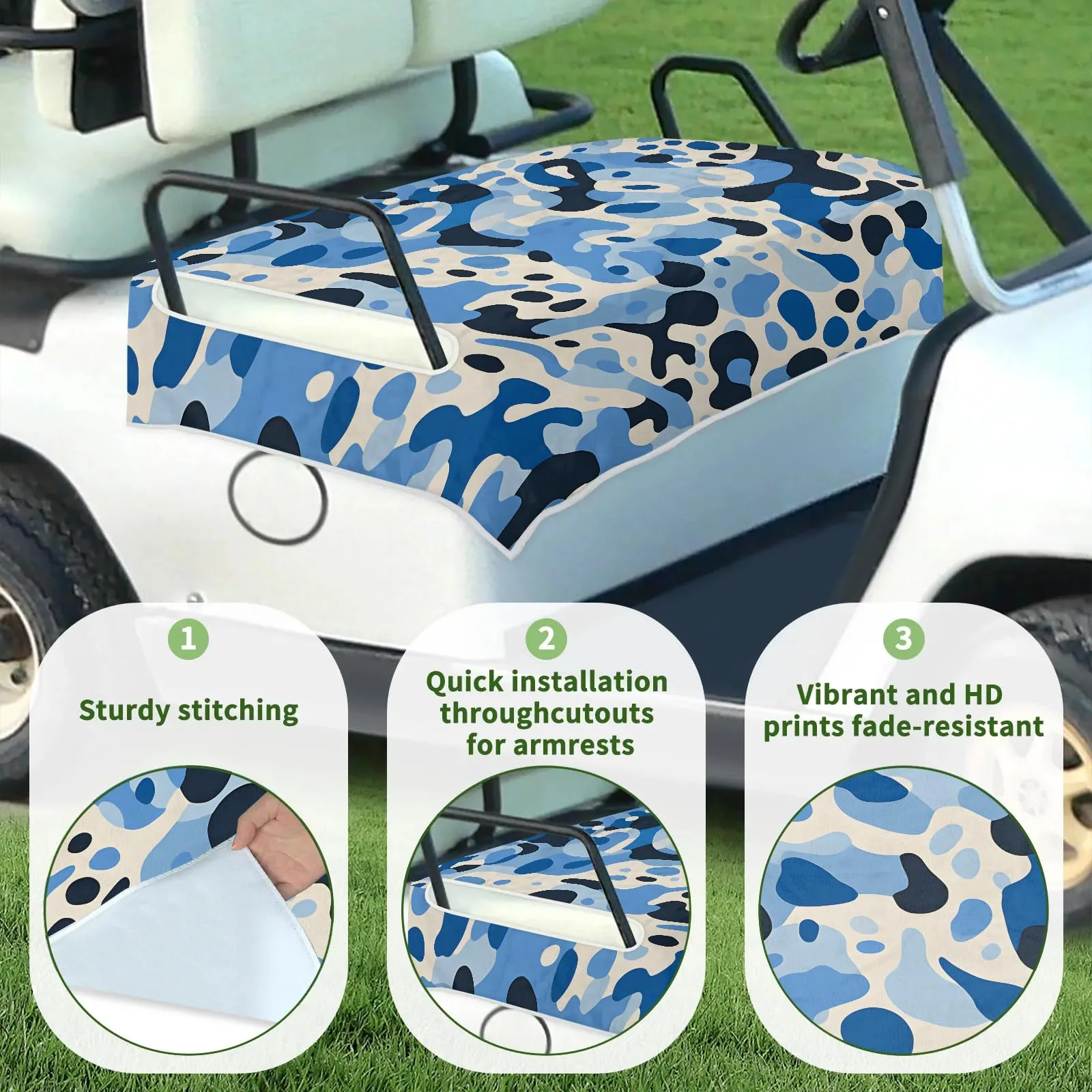 Tiveruda Golf Cart Seat Cover for Double Seats, 51 x 31 in image 3