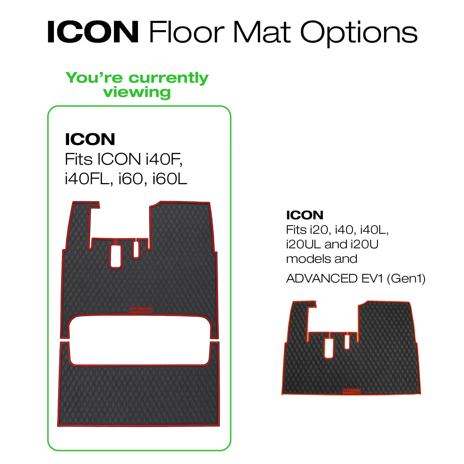 Xtreme GCM51 Floor Mats for ICON i40F, i40FL, i60 & i60L image 2