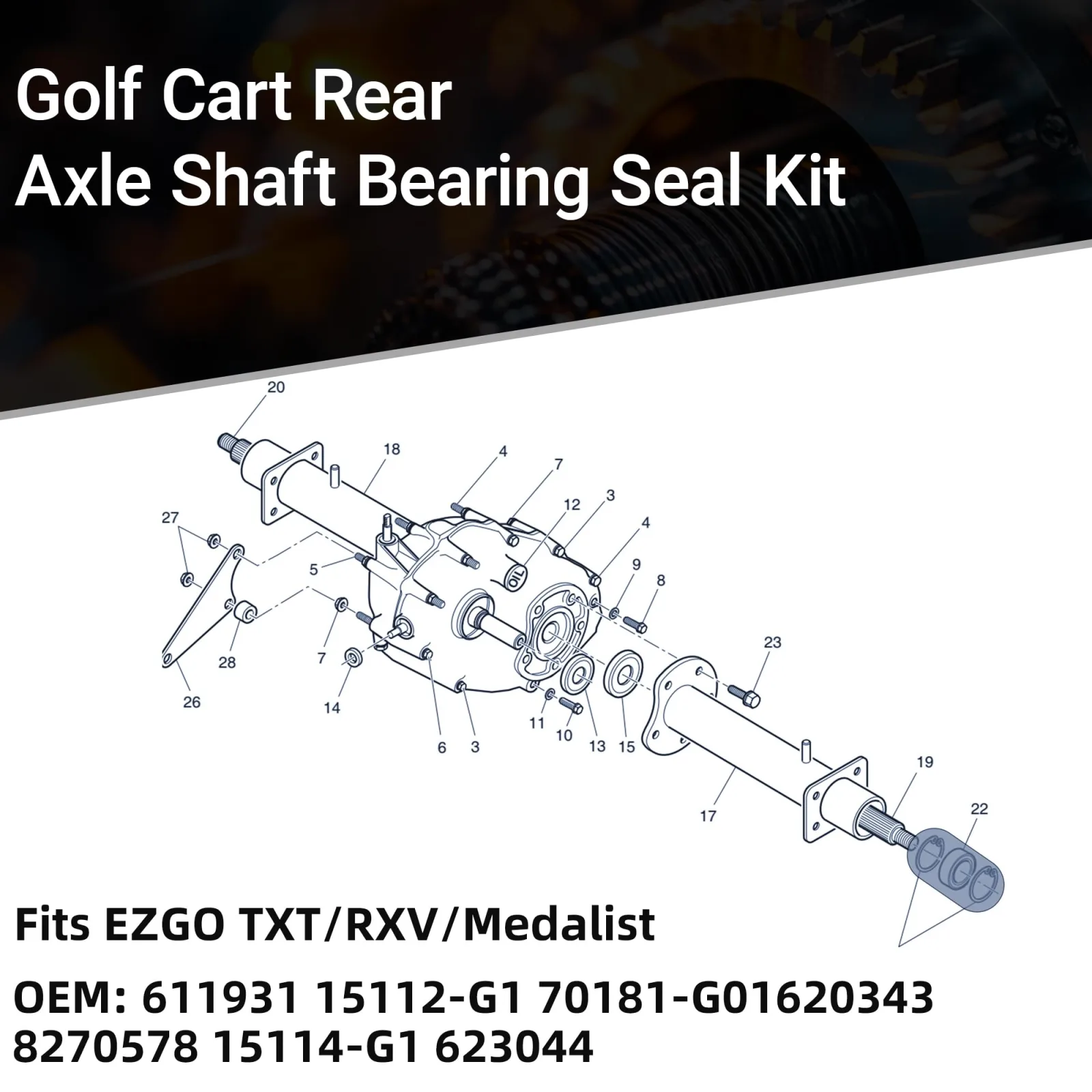 Mixopoly E-Z-GO Rear Axle Bearing and Seal Kit image 2