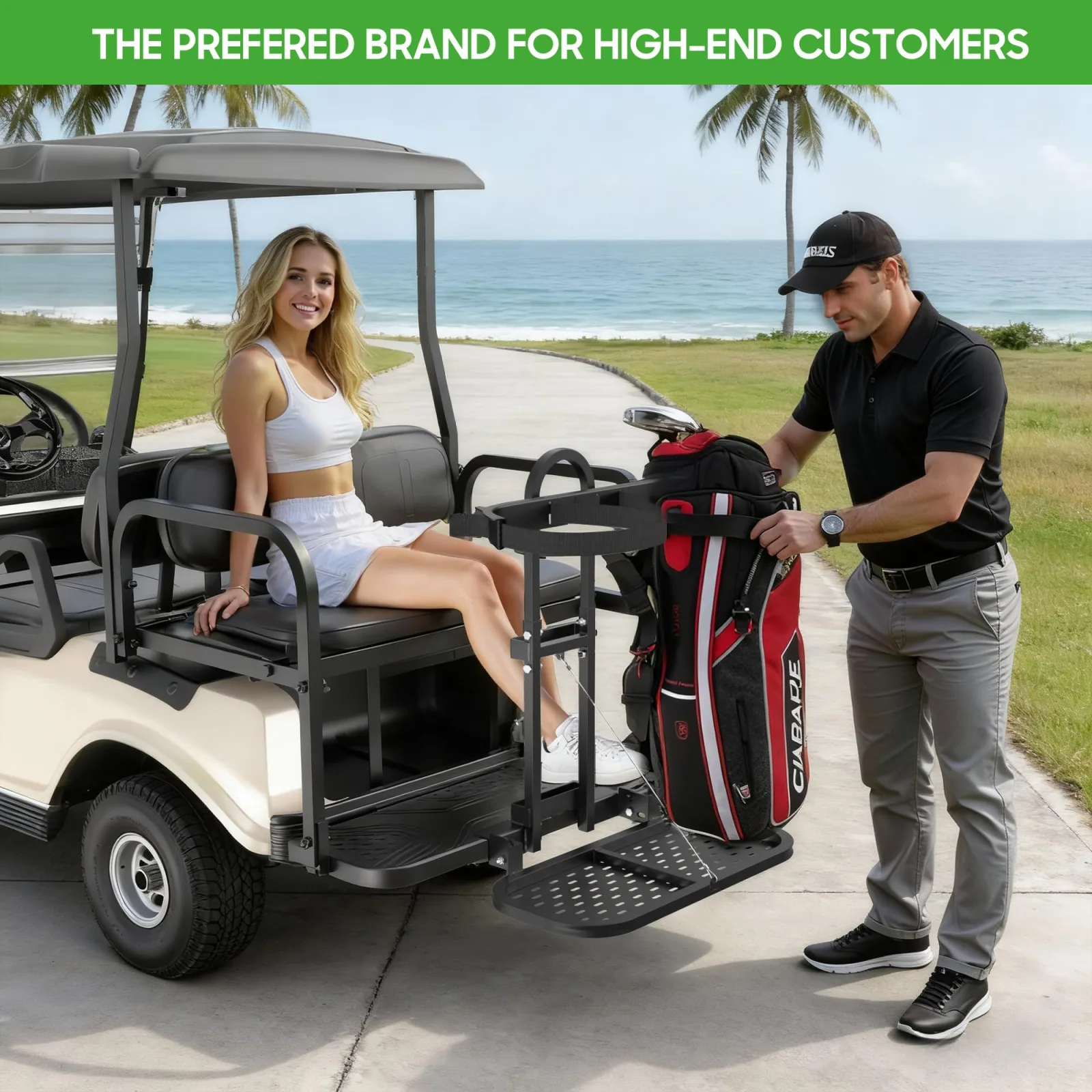 10L0L Foldable Golf Cart Rear Seat Bag Holder image 2