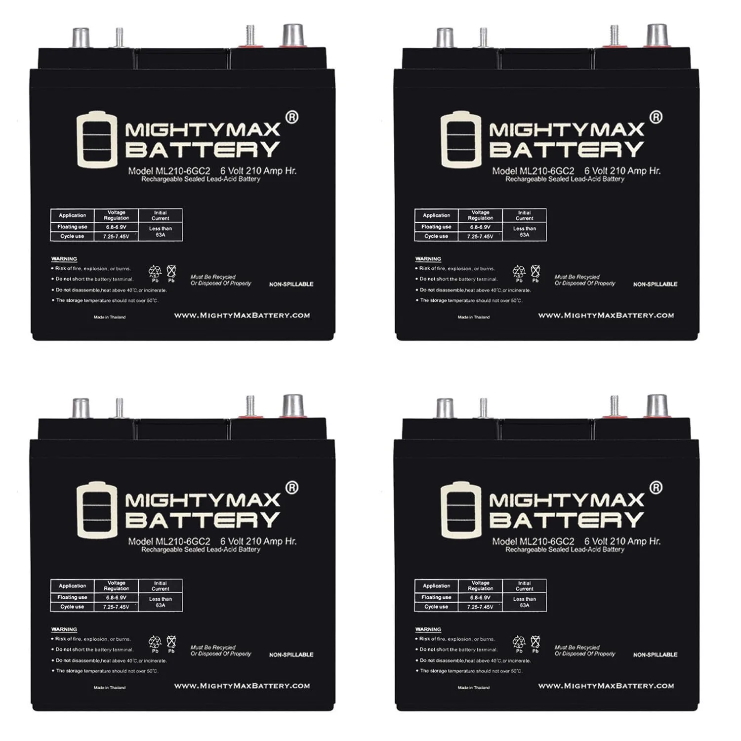 Mighty Max 6V 210Ah Golf Cart Battery Pack ML210-6GC2MP411