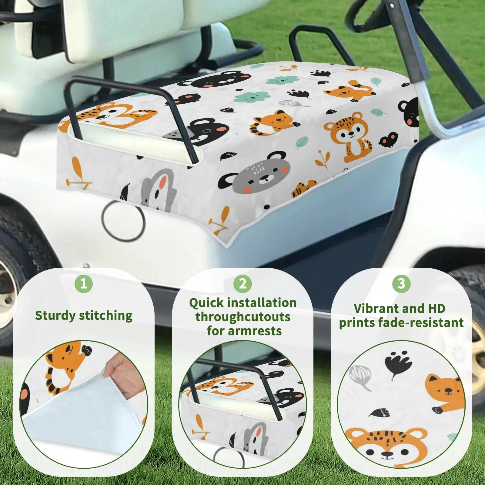 Tiveruda Leopard Golf Cart Seat Cover for Double Seats image 3