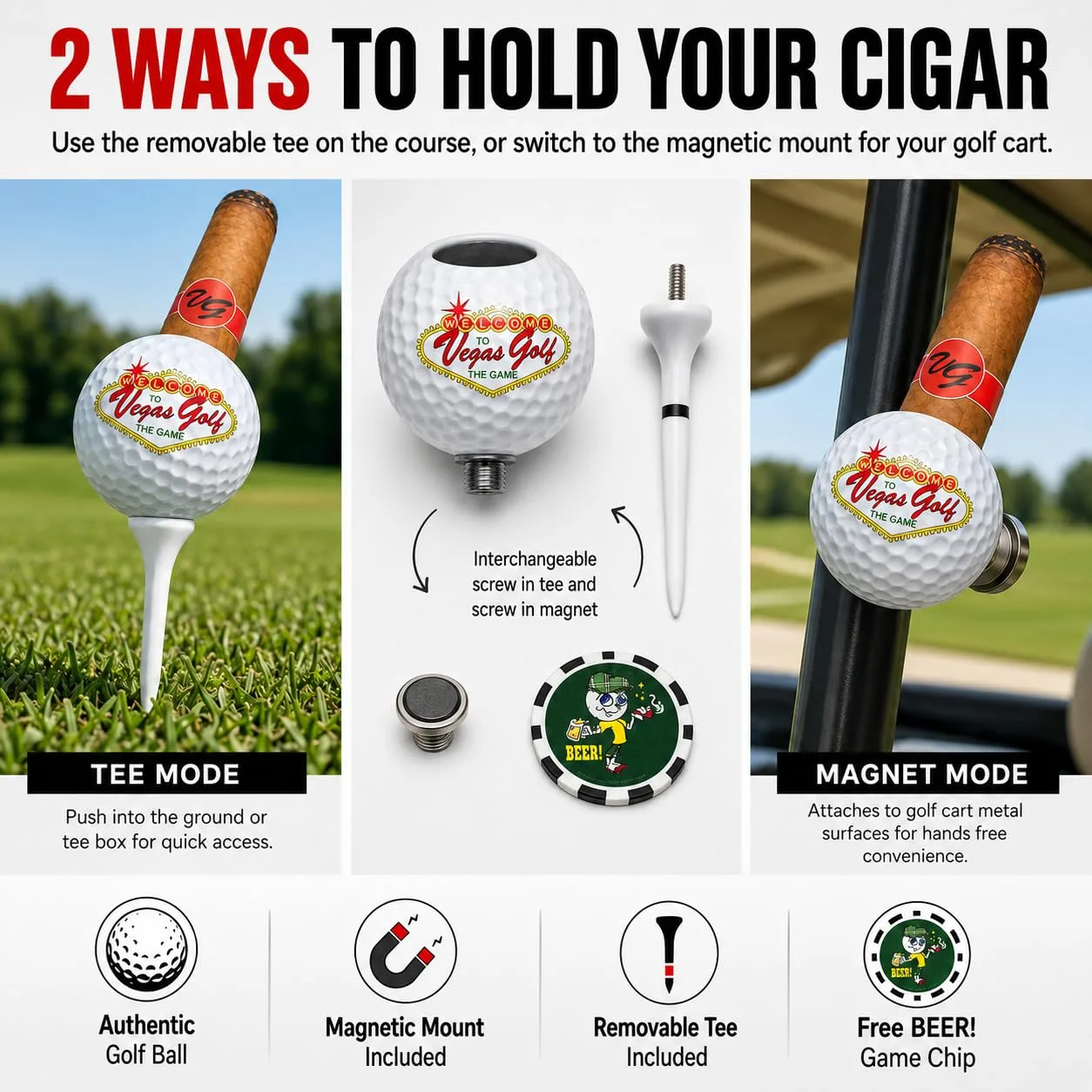 Vegas Golf VGSH Golf Ball Magnetic Cigar Holder for Golf Carts image 3