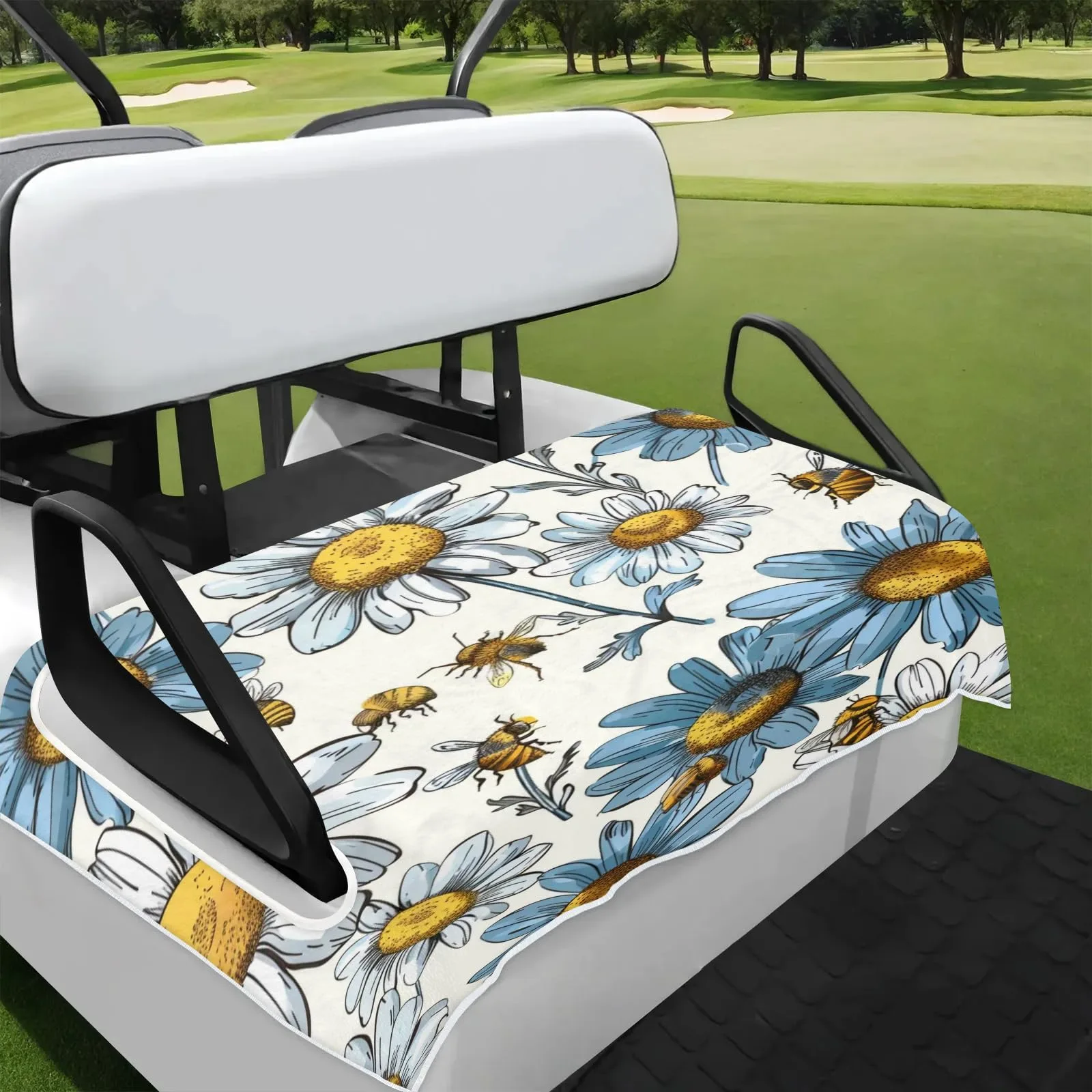 Tiveruda Bumblebee Flower Golf Cart Seat Cover