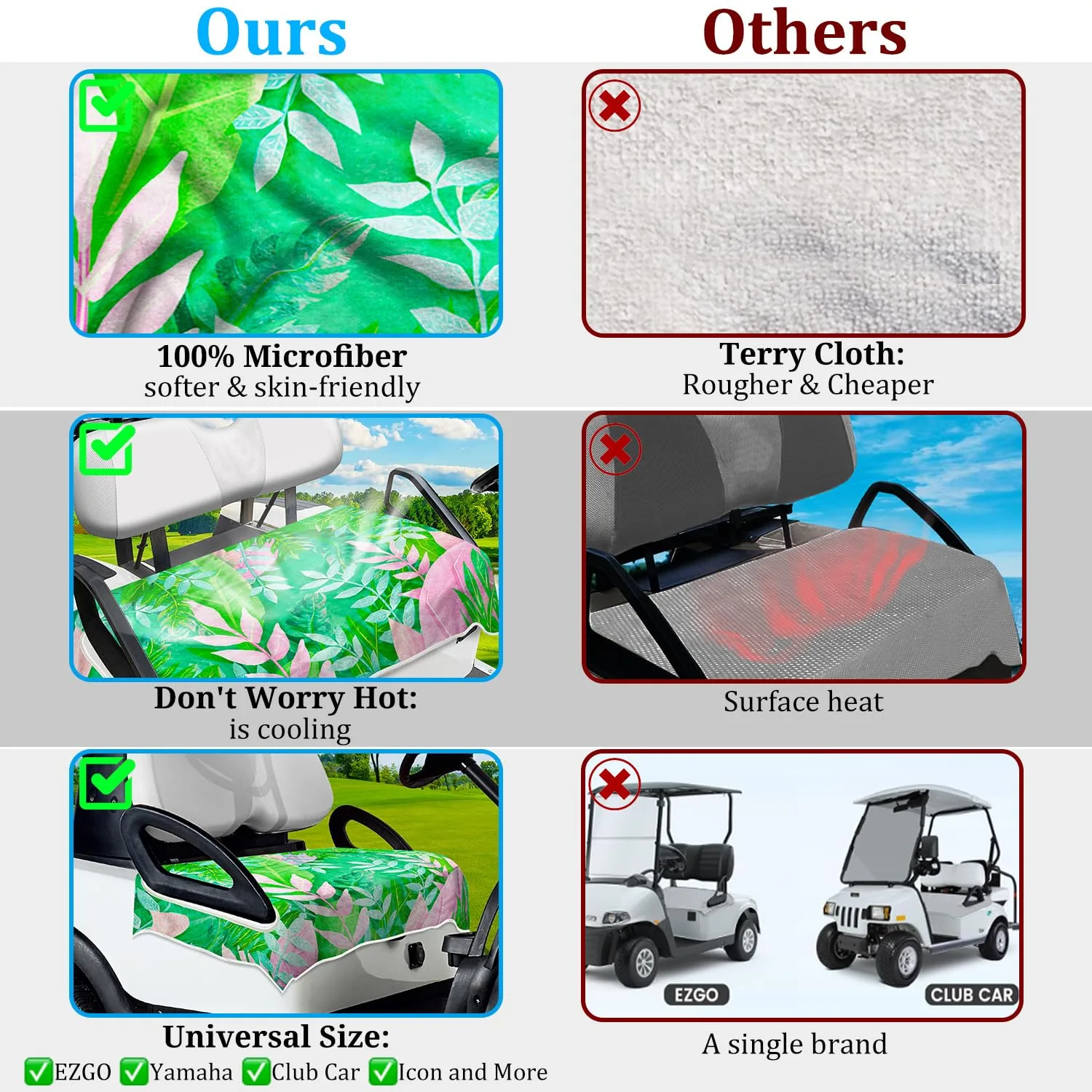 ENYORSE Golf Cart Seat Cover, Tropical Floral Microfiber image 3