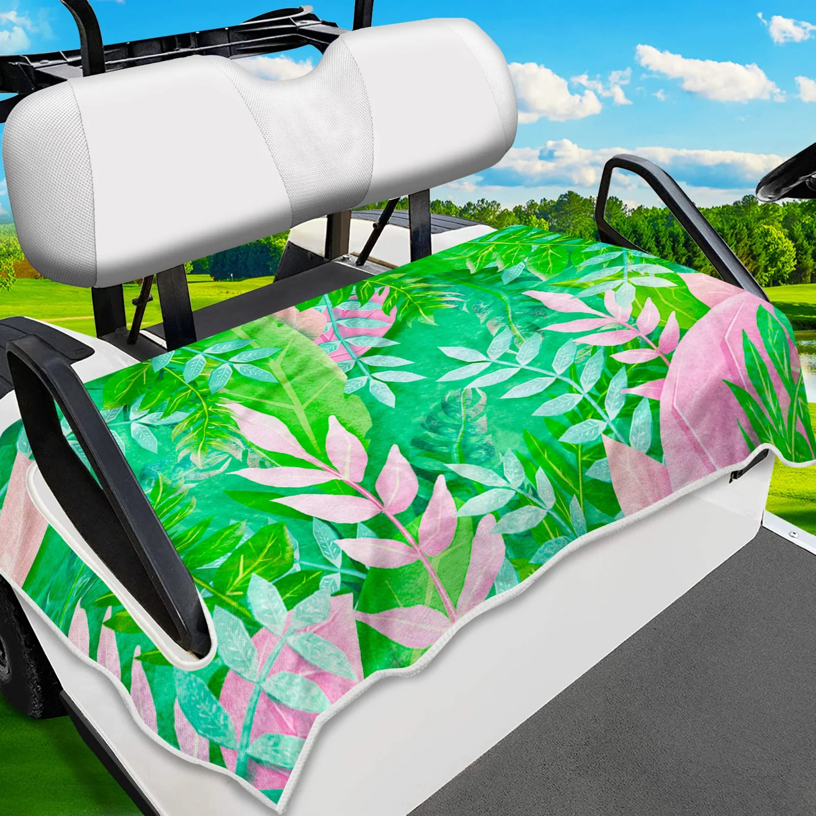 ENYORSE Golf Cart Seat Cover, Tropical Floral Microfiber