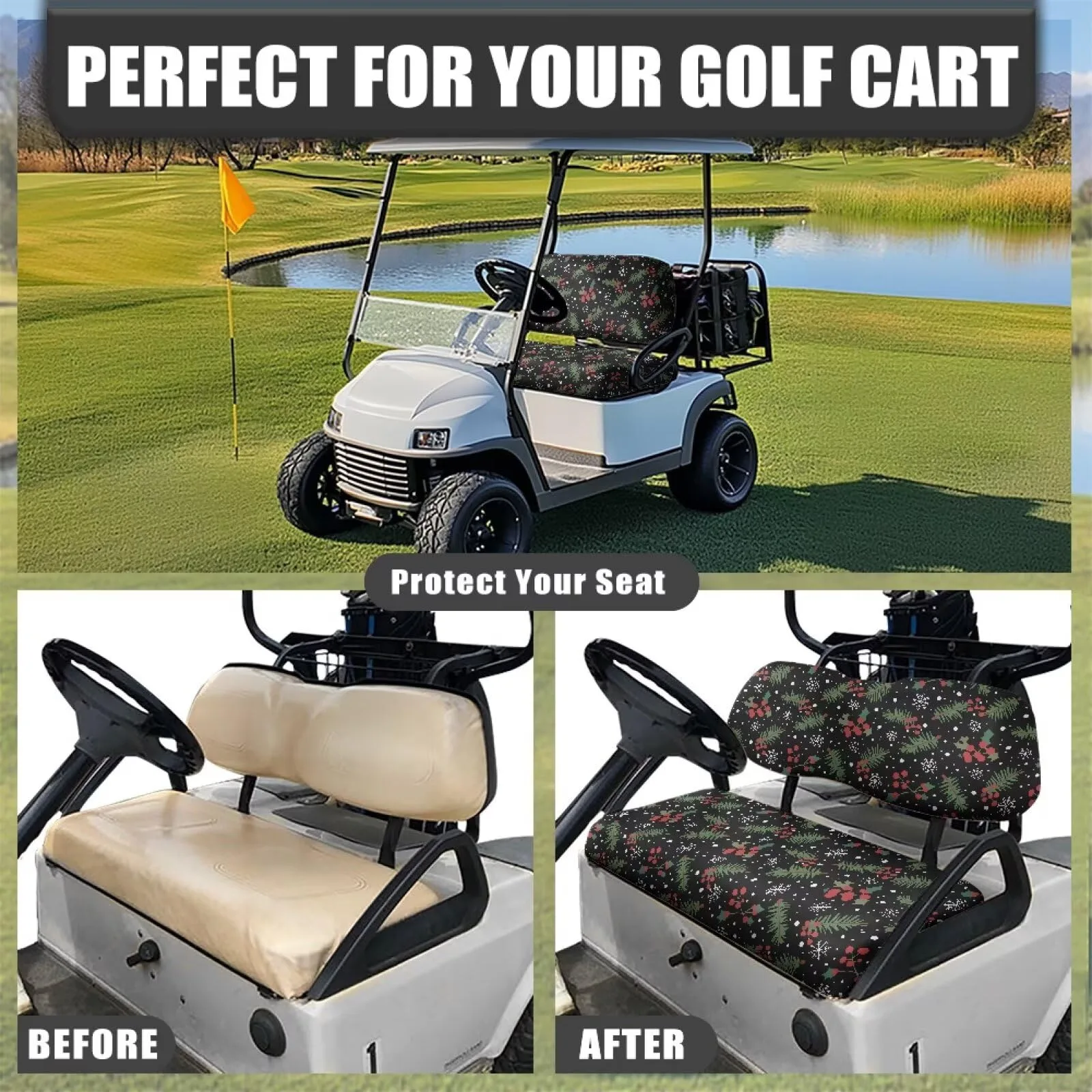 Quidrwyo Berry Golf Cart Seat Cover Set image 4