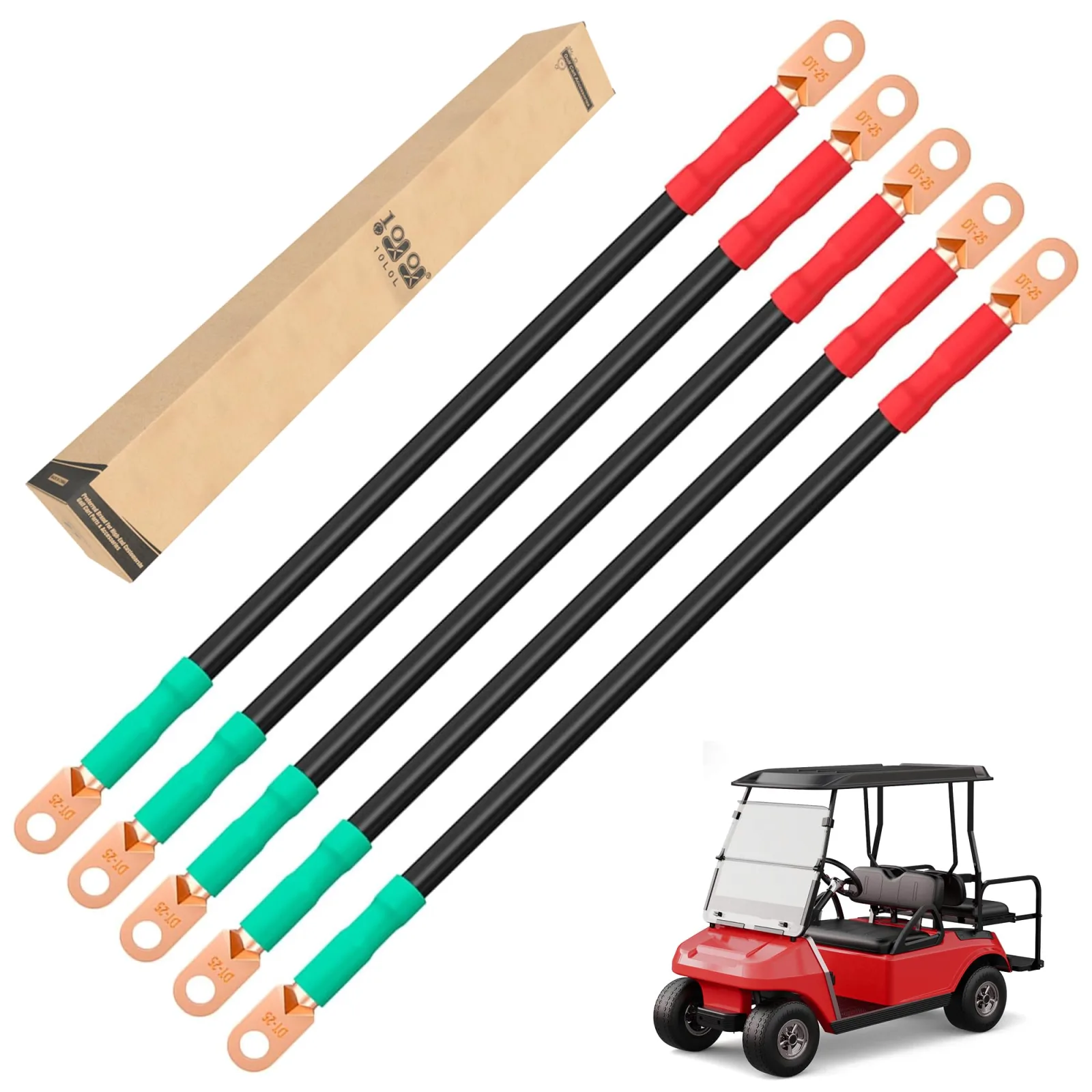 Club Car DS 48V Battery Cable Set, 4-Gauge, 5-Piece