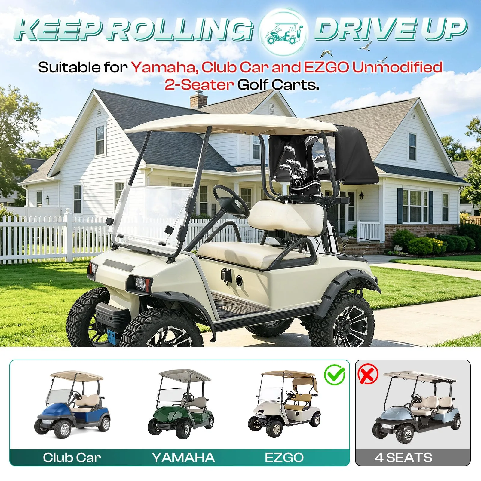 DRIVE UP Rear Golf Bag Rain Cover with Bracket Kit DU00044 image 2
