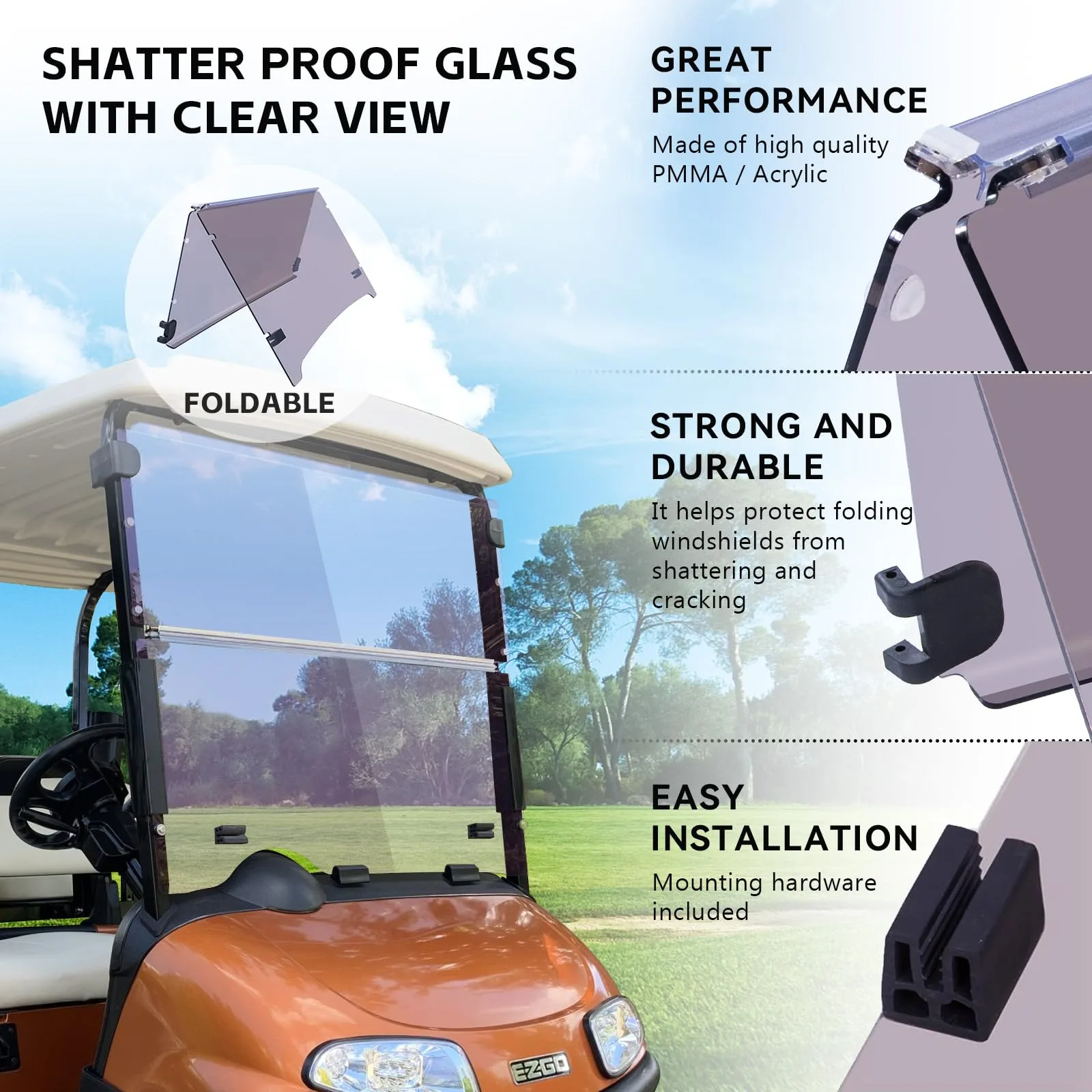 VPAHub R-RWST Tinted Windshield for E-Z-GO RXV image 3