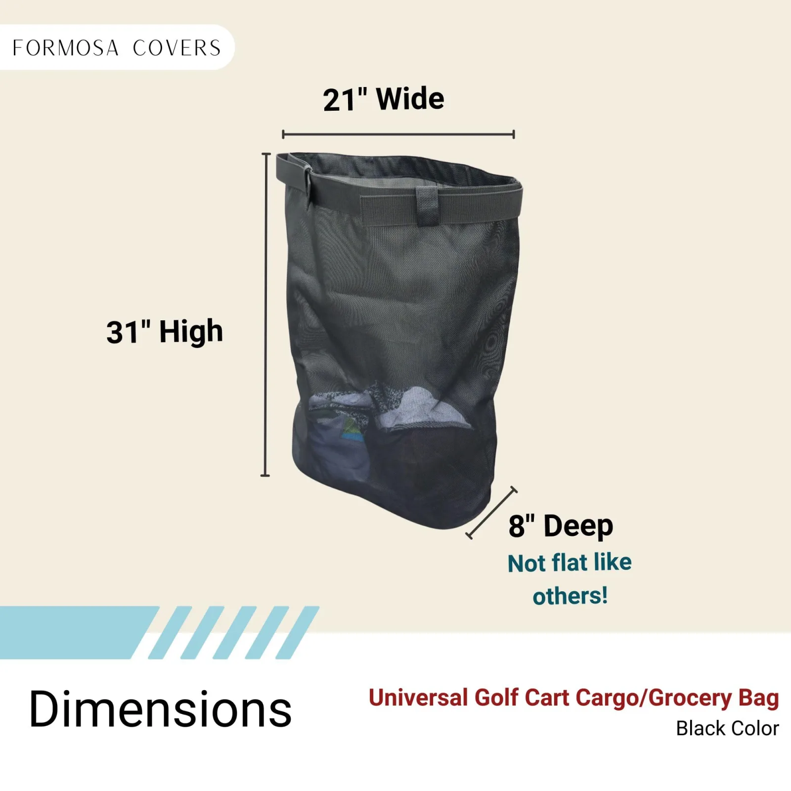 Formosa Covers Rear Cargo Mesh Bag for Golf Carts — 21 x 8 x 31 in image 4