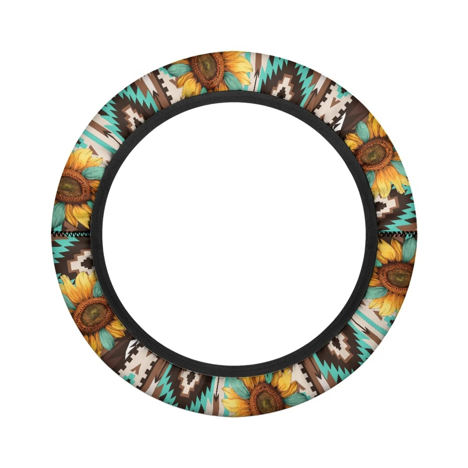 INSTANTARTS Aztec Sunflower Golf Cart Steering Wheel Cover image 2