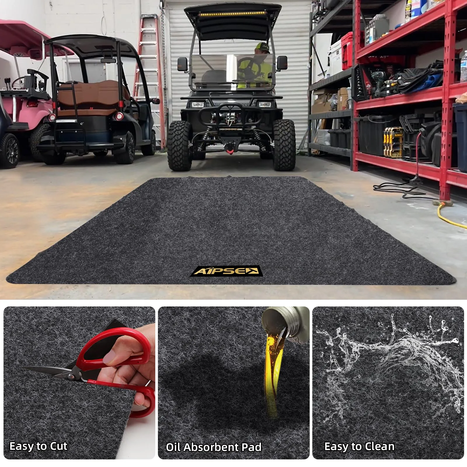 AIPSET Golf Cart Garage Floor Mat, 109.4 x 59 in. image 3