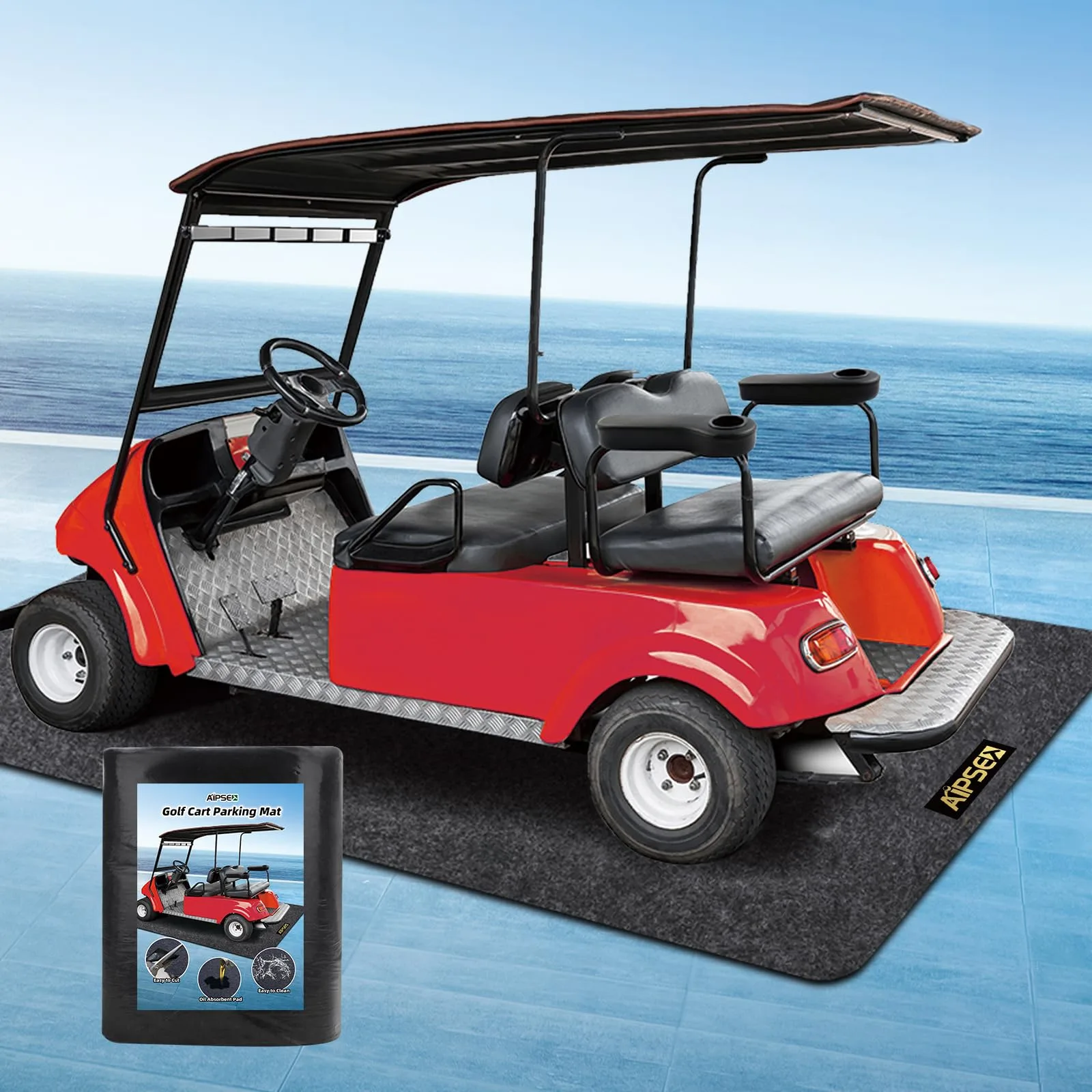AIPSET Golf Cart Garage Floor Mat, 109.4 x 59 in.