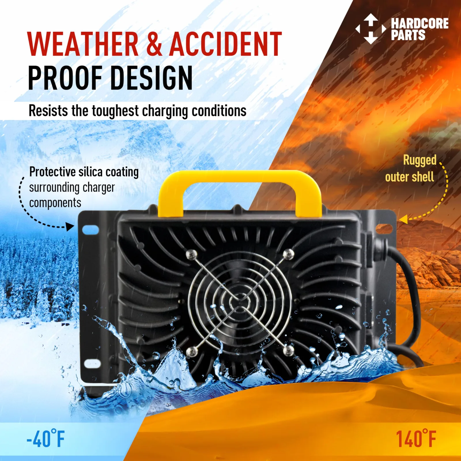 Hardcore Parts 36V 18A Golf Cart Charger with Crows Foot Connector CH36-CFC-2G18-1QTY image 3