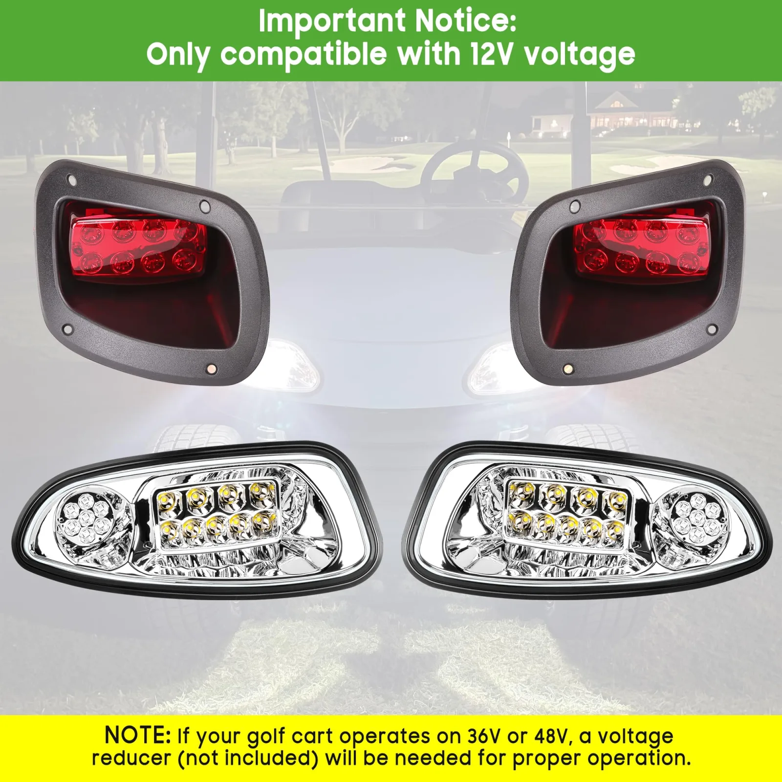 10L0L Headlight & Taillight Kit for E-Z-GO RXV 2008–2015, 12V image 3