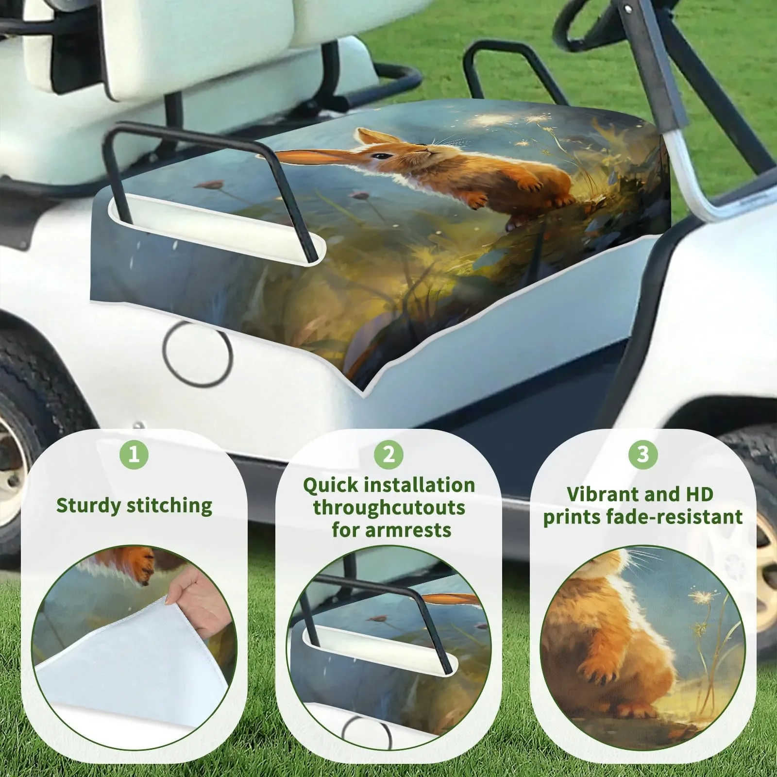 Tiveruda Golf Cart Seat Cover for Double Seats, 51 x 31 in image 3