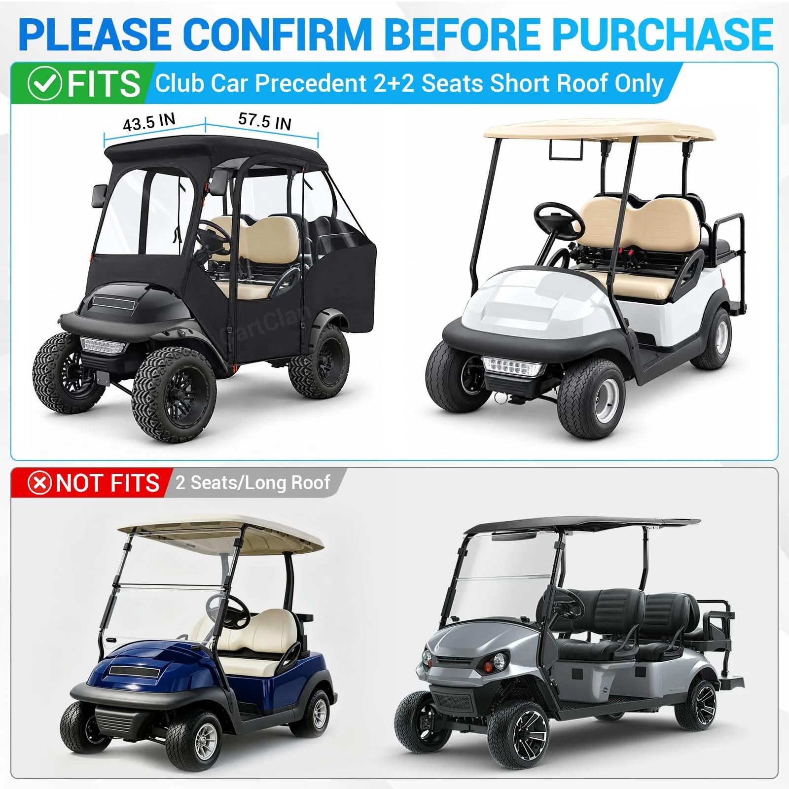 CartClan CT-0244 Club Car Precedent Golf Cart Enclosure image 2