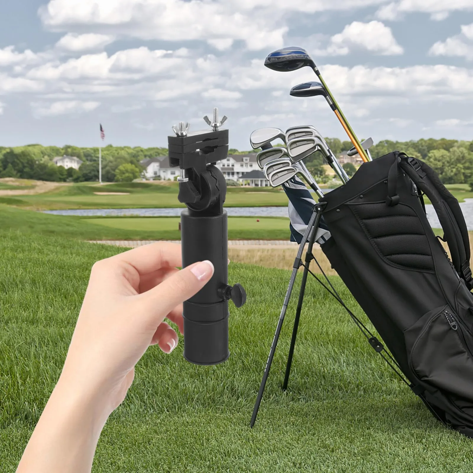 EXCEART Golf Cart Umbrella Holder Stand, Black Plastic (143728IUOPZO2) image 4