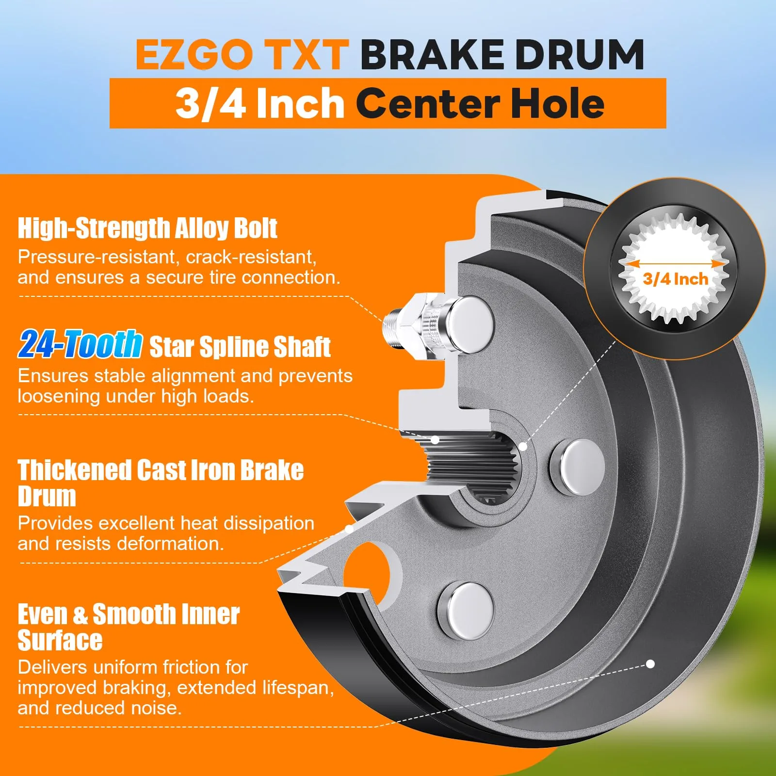 Rzcazzide E-Z-GO TXT Brake Drum Repair Kit image 4