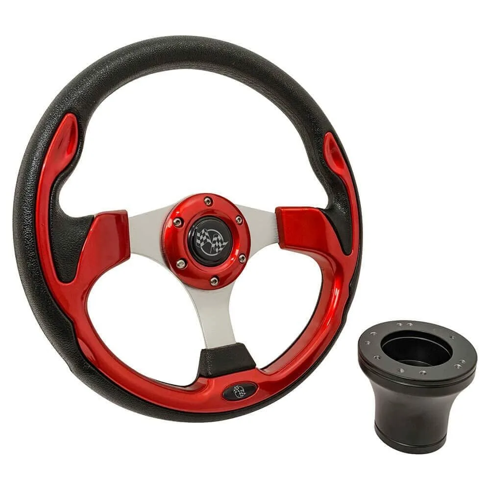 GTW 12.5-Inch Woodgrain Steering Wheel for Yamaha Golf Carts