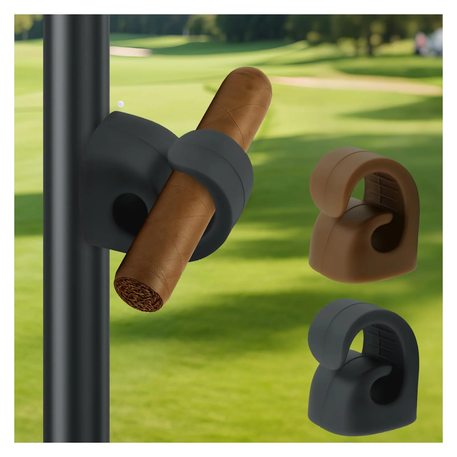 HGEKLIZV Magnetic Silicone Cigar Holder LCXJJ-001 — Brown/Black (2-Pack)