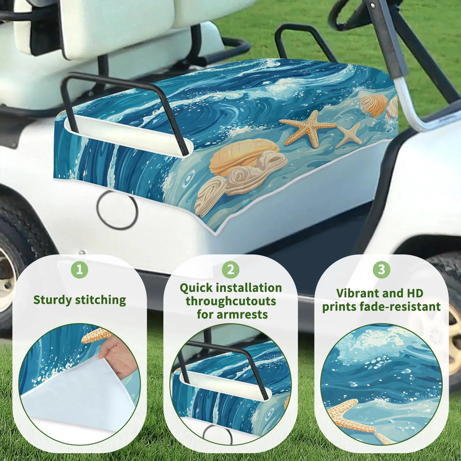 Tiveruda Golf Cart Seat Cover for Double Seats 51 x 31 Inch image 3