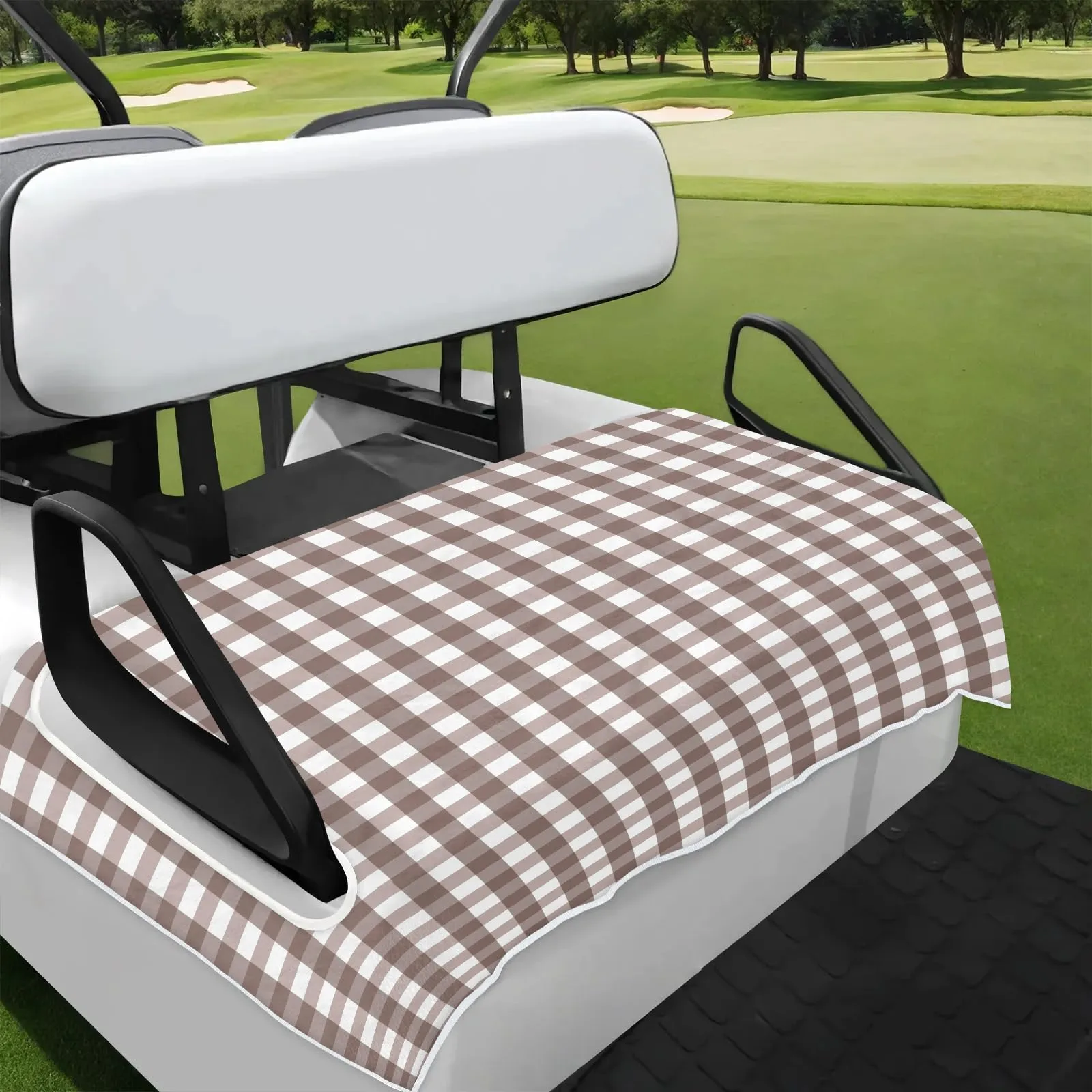 Tiveruda Gray Plaid Golf Cart Seat Cover 51 x 31 in