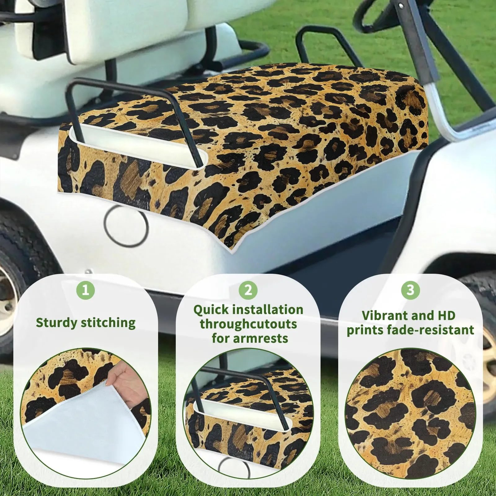 Tiveruda Leopard Print Golf Cart Seat Cover, 51 x 31 in image 3