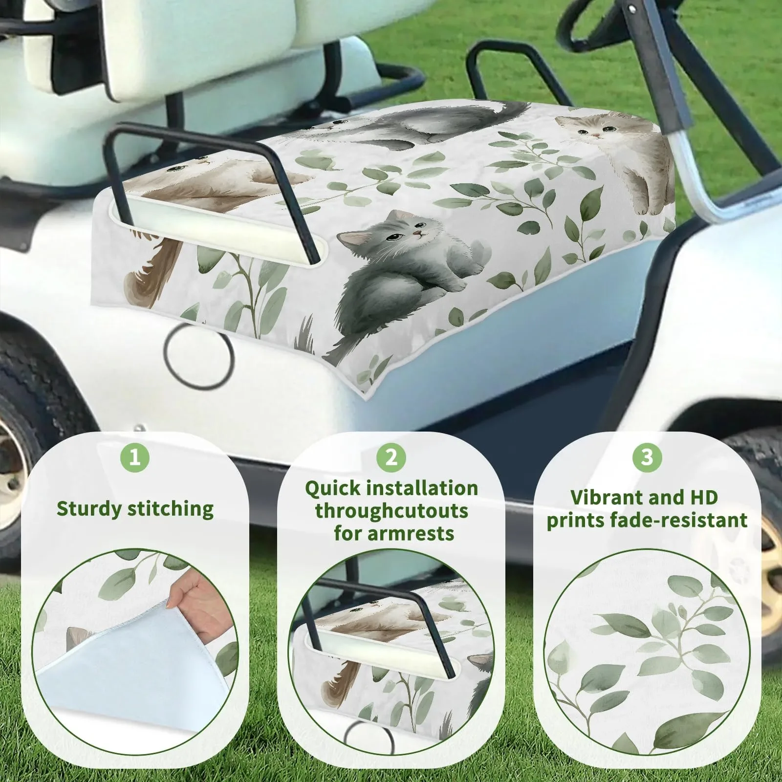 Tiveruda Golf Cart Seat Cover for Double Seats image 3