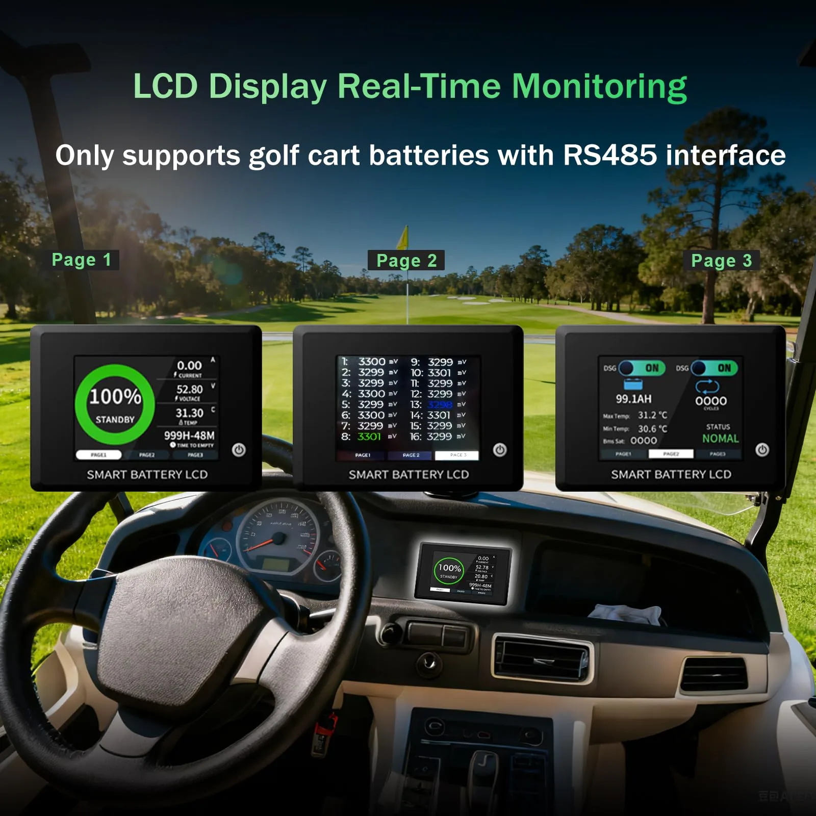 Elefast RS485 LCD Display for Golf Cart Batteries image 2