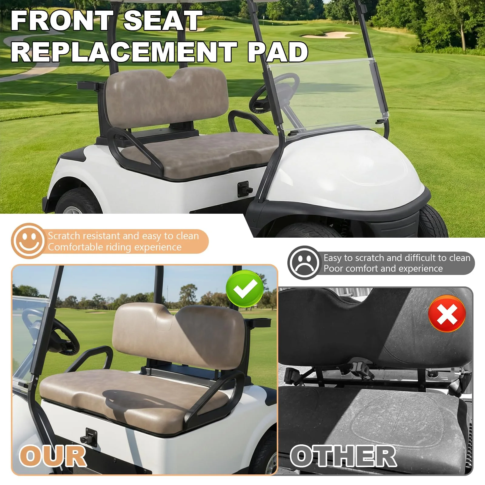 Generic Front Seat Cushion & Backrest for E-Z-GO RXV (MPN 1va5ug5gp6ky6hl9gb7) image 3