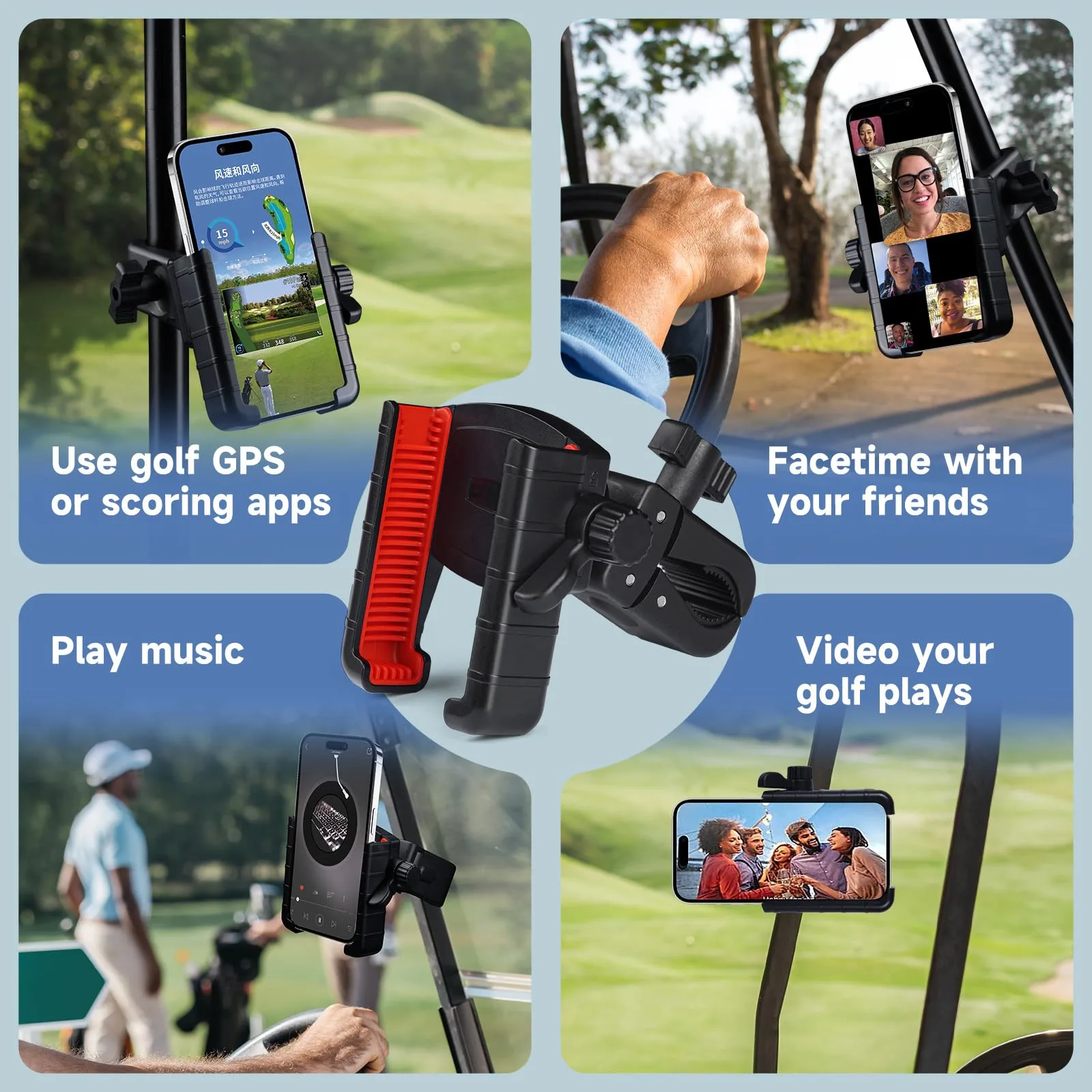 Generic Golf Cart Phone Holder with Adjustable Handlebar Mount image 3