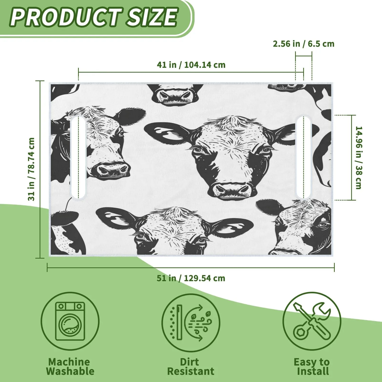 Tiveruda Cow Pattern Golf Cart Seat Cover, 51 x 31 in image 2