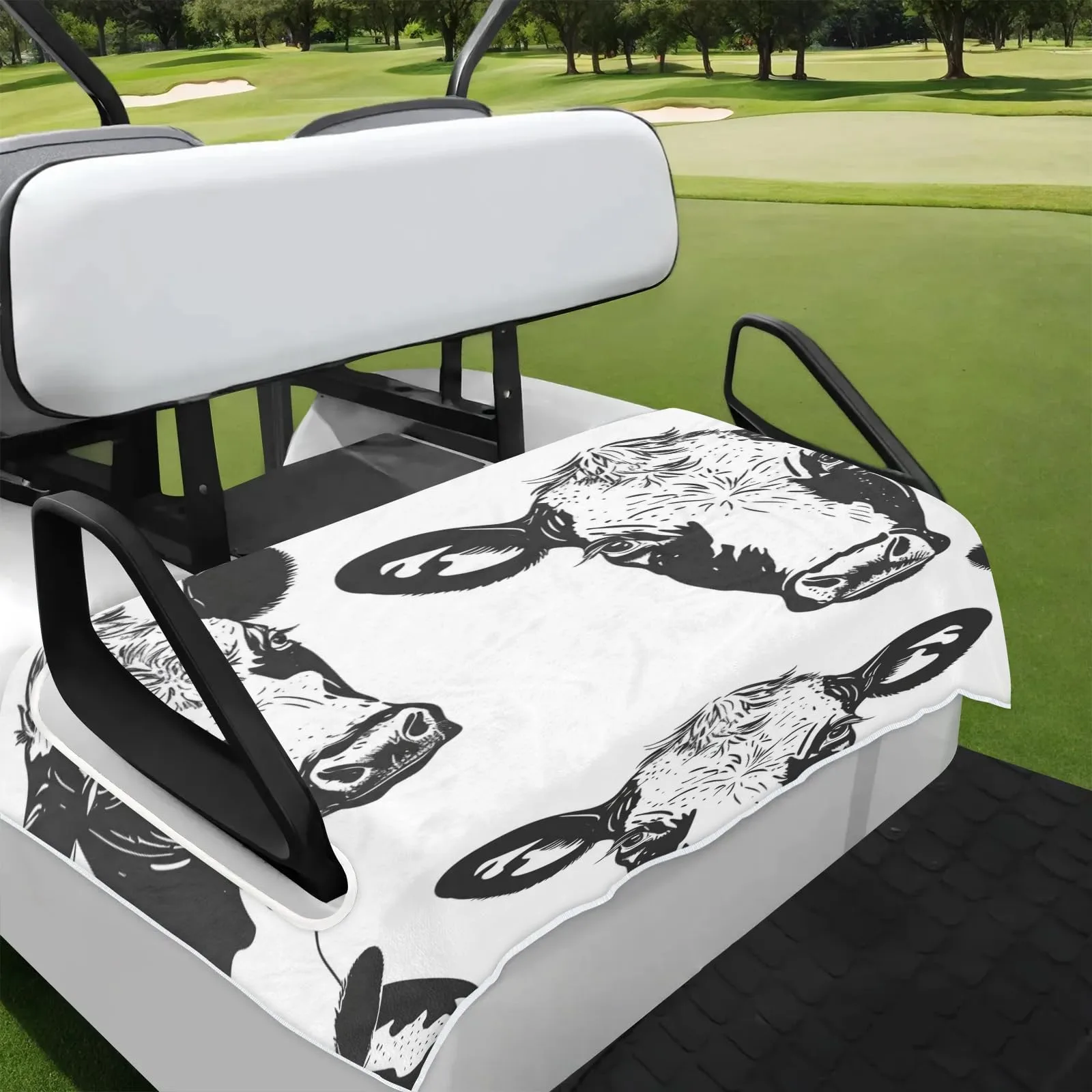 Tiveruda Cow Pattern Golf Cart Seat Cover, 51 x 31 in