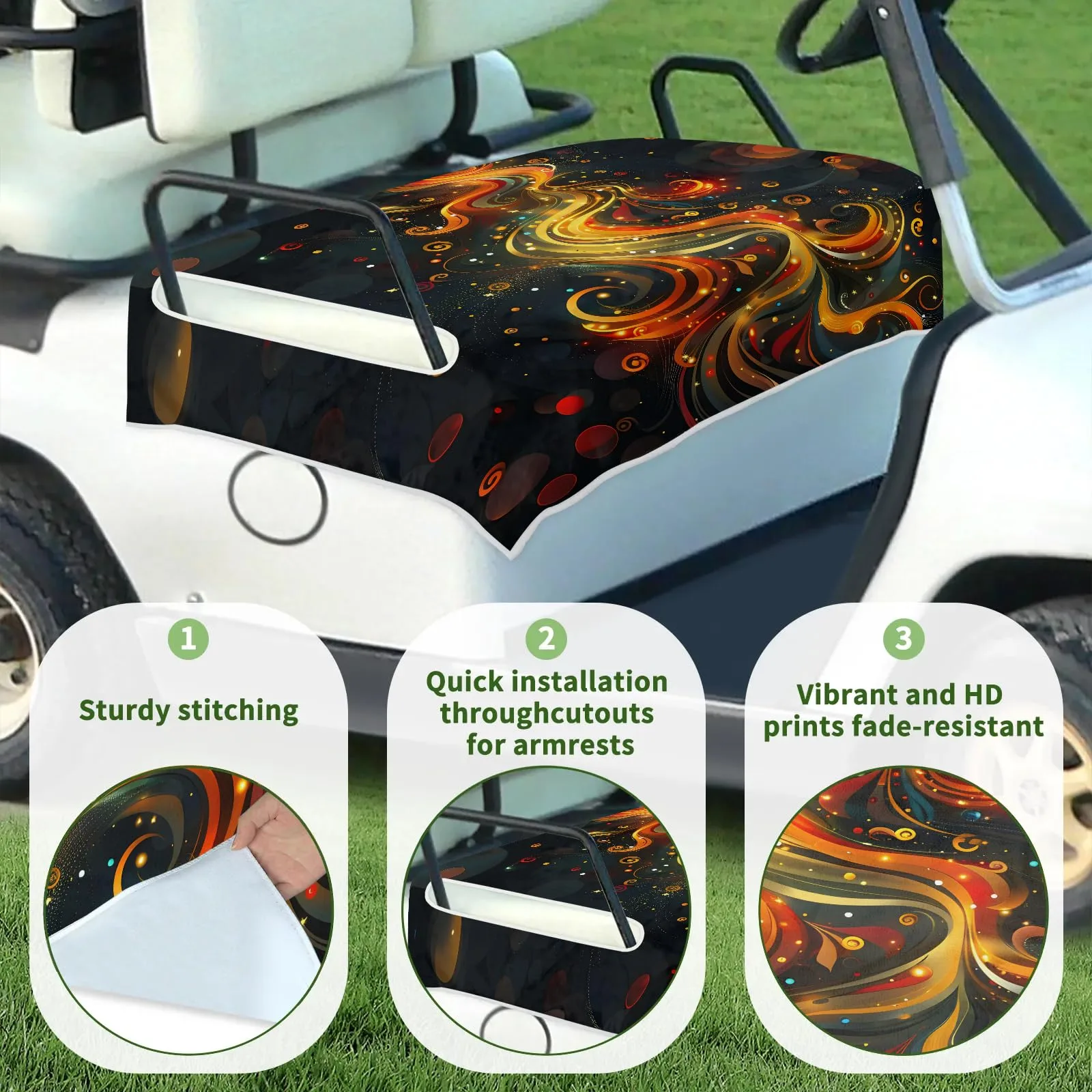Tiveruda Golf Cart Seat Cover for Double Seats, 51 x 31 in image 3