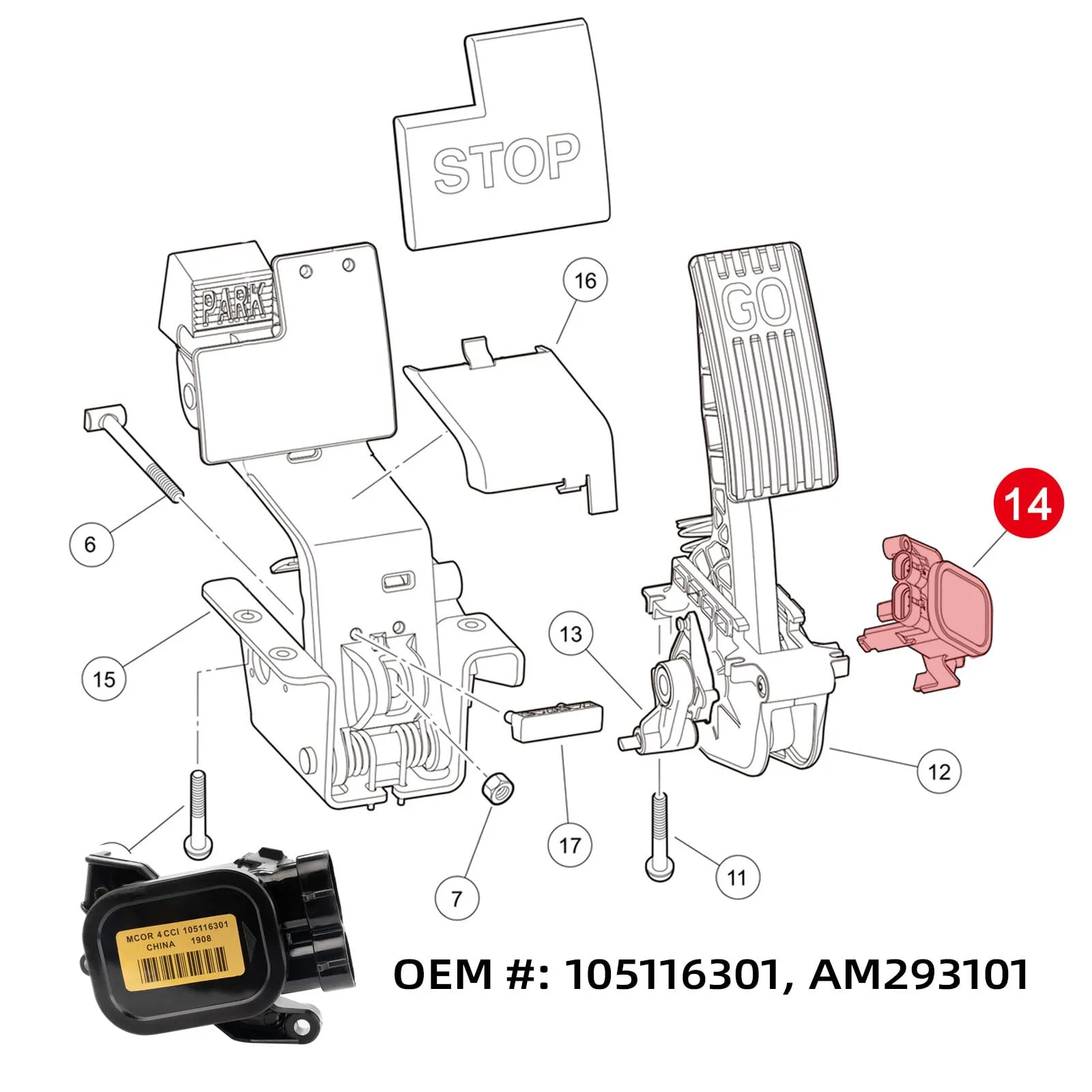 AIPSET AP0010 MCOR 4 Throttle Potentiometer for Club Car image 4